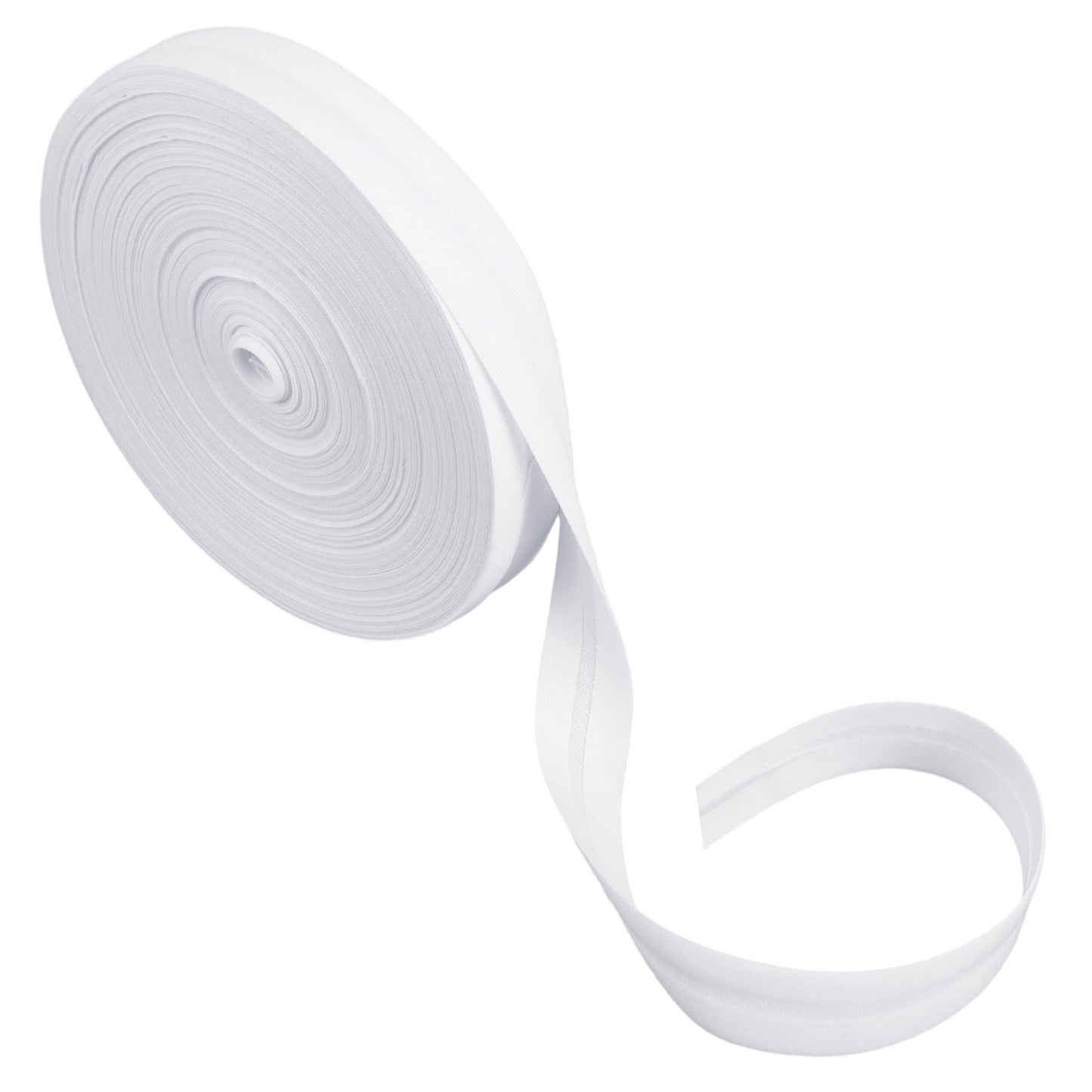 YUXMU 21.8 Yards Double Fold Bias Tape, 1/2 Inch Cotton White Bias Binding Tape Quilt Binding Seam Binding Tape for Sewing Wide Elastic Bands Knit Stretch Elastic Spools(White)