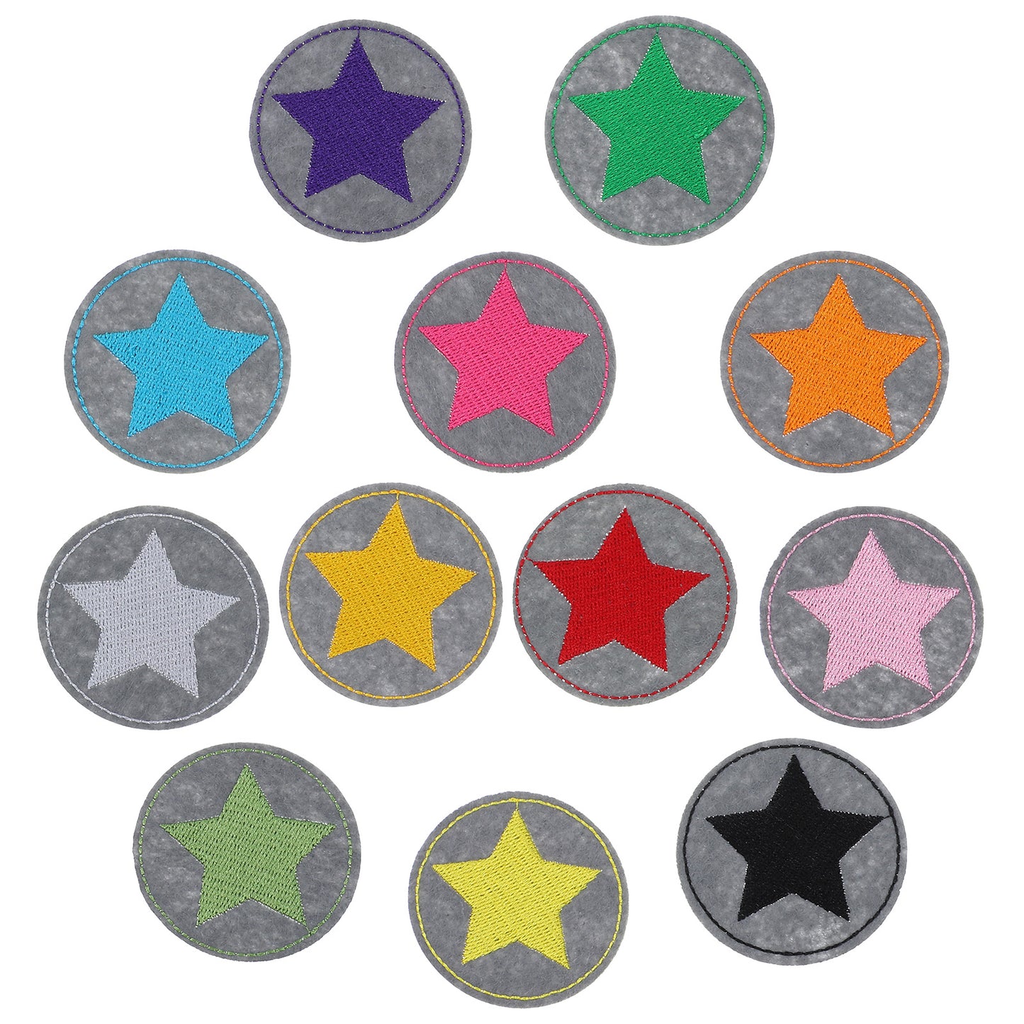TIESOME 12 PCS Iron On Patches, Star Embroidered Self-Adhesive Appliques for Clothing Jeans Jackets DIY Crafts Multi-Color Designs
