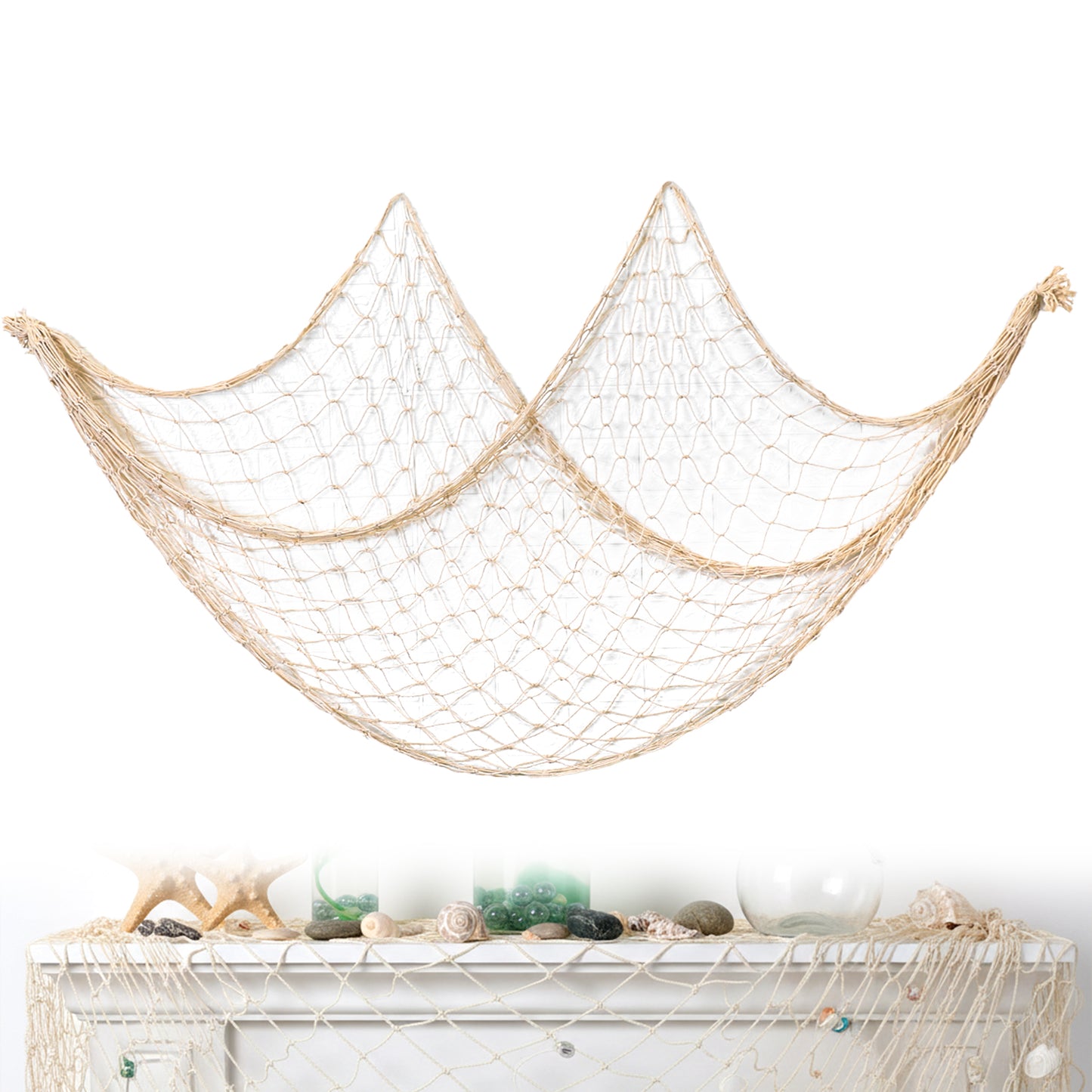 HJZHII Fish Net Decorations, 1m x 2m Nautical Themed Decorative Fishnet Mediterranean Style Fish Net for Party Wall Hanging Decoration for Home Bedroom