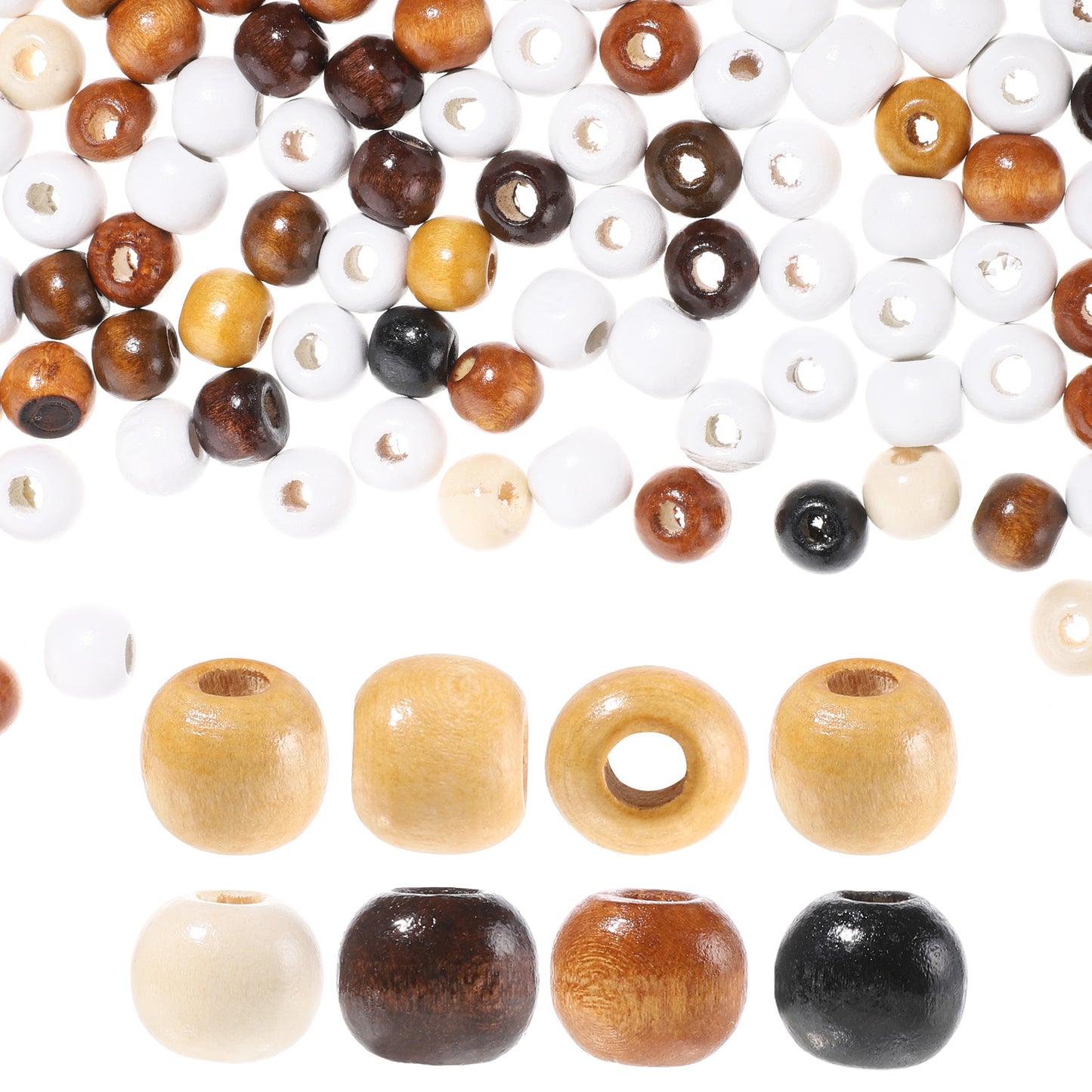 simarro 200pcs Large Hole Wooden Beads, 9X10mm Natura Wooden Round Loose Macrame Spacer Beads for DIY Bracelet Necklace Jewelry Making Handmade