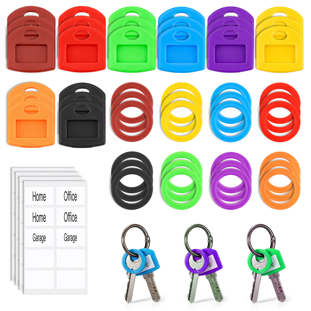 DOPENSPI 48Pcs Silicone Key Covers, Round & Square Key Identifier Caps