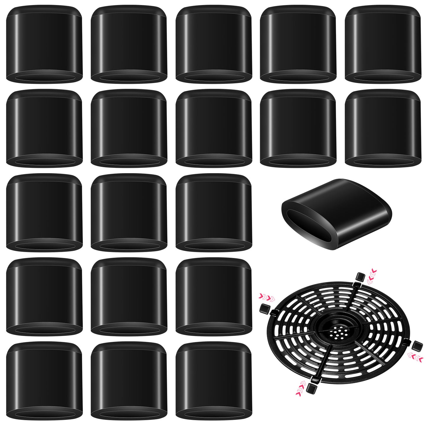 AOZUO Pack of 20 Airfryer Accessories, 0.8 cm Rubber Buffer Walking Stick Rubber Buffer Air Fryer Rubber Buffer Air Fryer Parts Anti-Scratch Air Fryer Rubber Bumpers