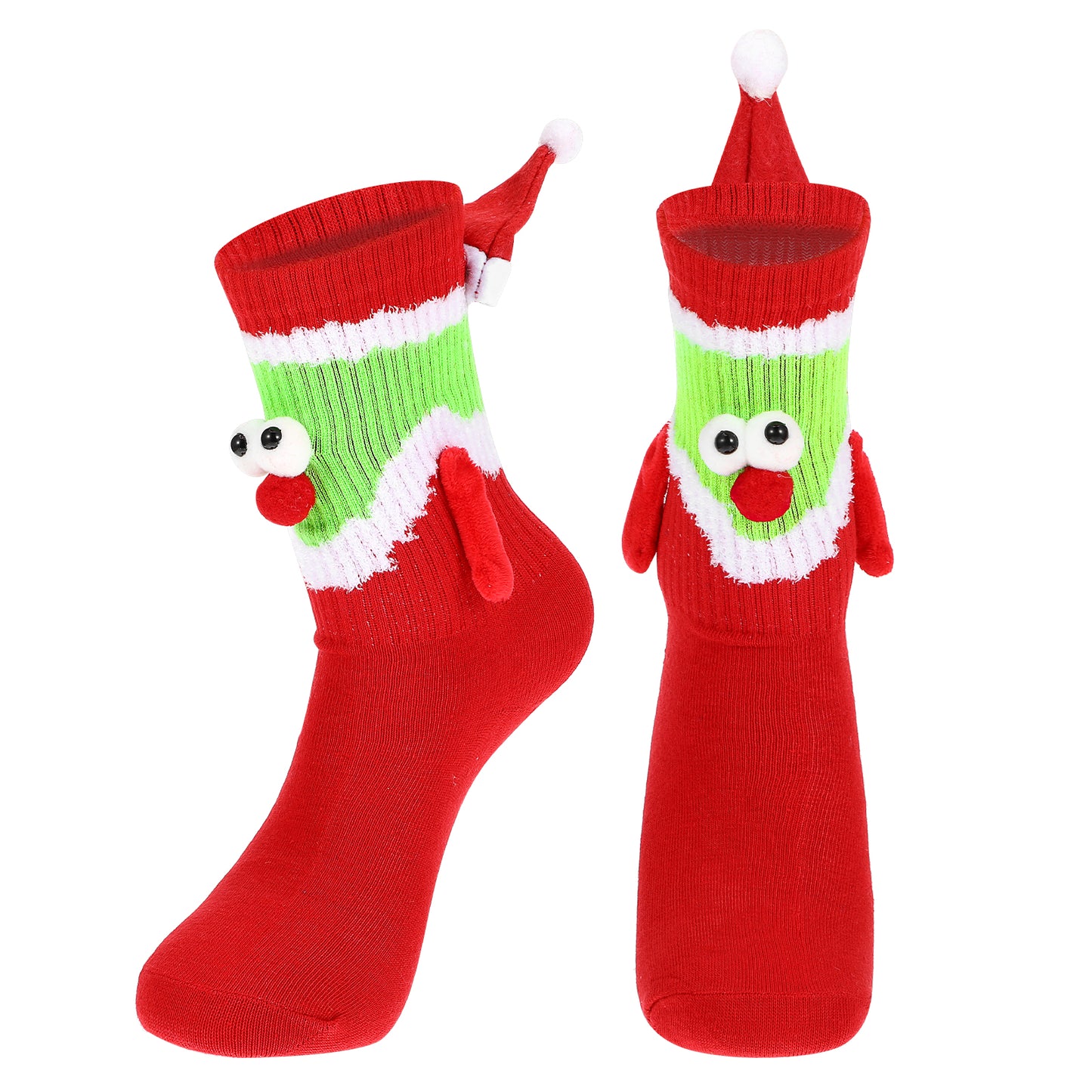 GEEHUA Christmas Hand in Hand Socks, Magnetic Holding Hands Socks Funny Novelty Socks Cotton Mid-Tube Socks Xmas Crew Socks for Couple Gifts Family Men Women Teens Her Him