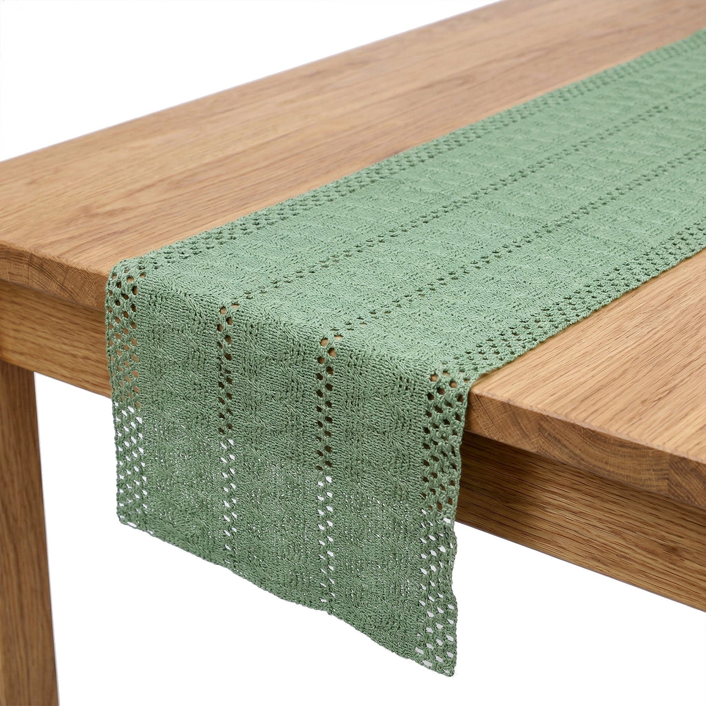HJZHII Green Table Runner, 30 x 140cm Woven Table Runner Machine Washable Dining Tables Runners Boho Farmhouse Tables Runners Seasonal Kitchen Dining TableDecoration for Home Party Decor
