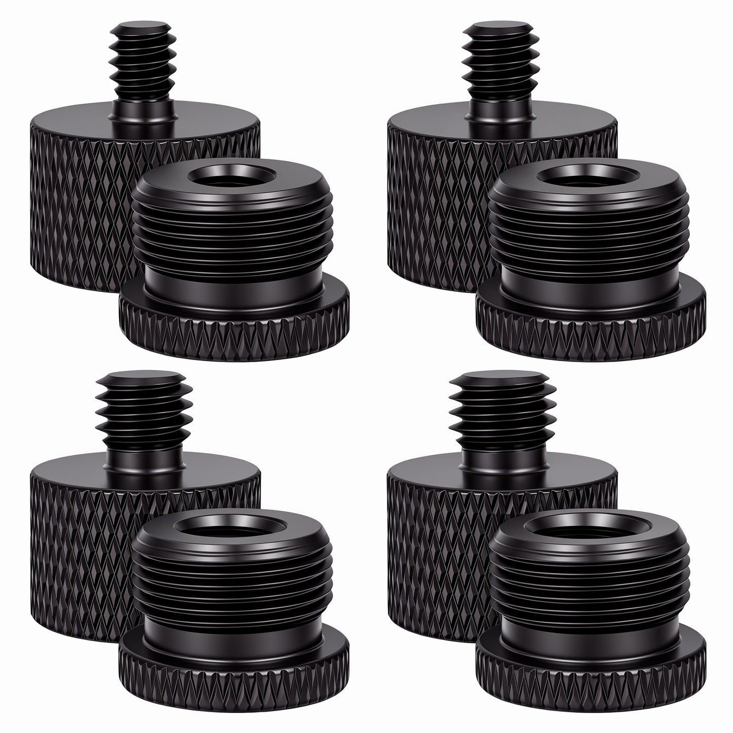 HJZHII 8 Pcs Mic Stand Adapter, Microphone Thread Adapter Kit Female to Male Screw Thread Adapters for Microphone Stand Boom Arm Camera Tripod(5/8-1/4, 5/8-3/8, 3/8-5/8, 1/4 Female to 5/8 Male)