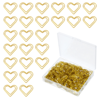 Giantree 100Pcs Love Heart Shaped Paper Clips, Small Paper Clips Cute Paper Clips, Cross Paper Clips, Stainless Steel Metal Paper Clips Bookmarks for Document, Note, Wedding Decoration, Crafts(Gold)