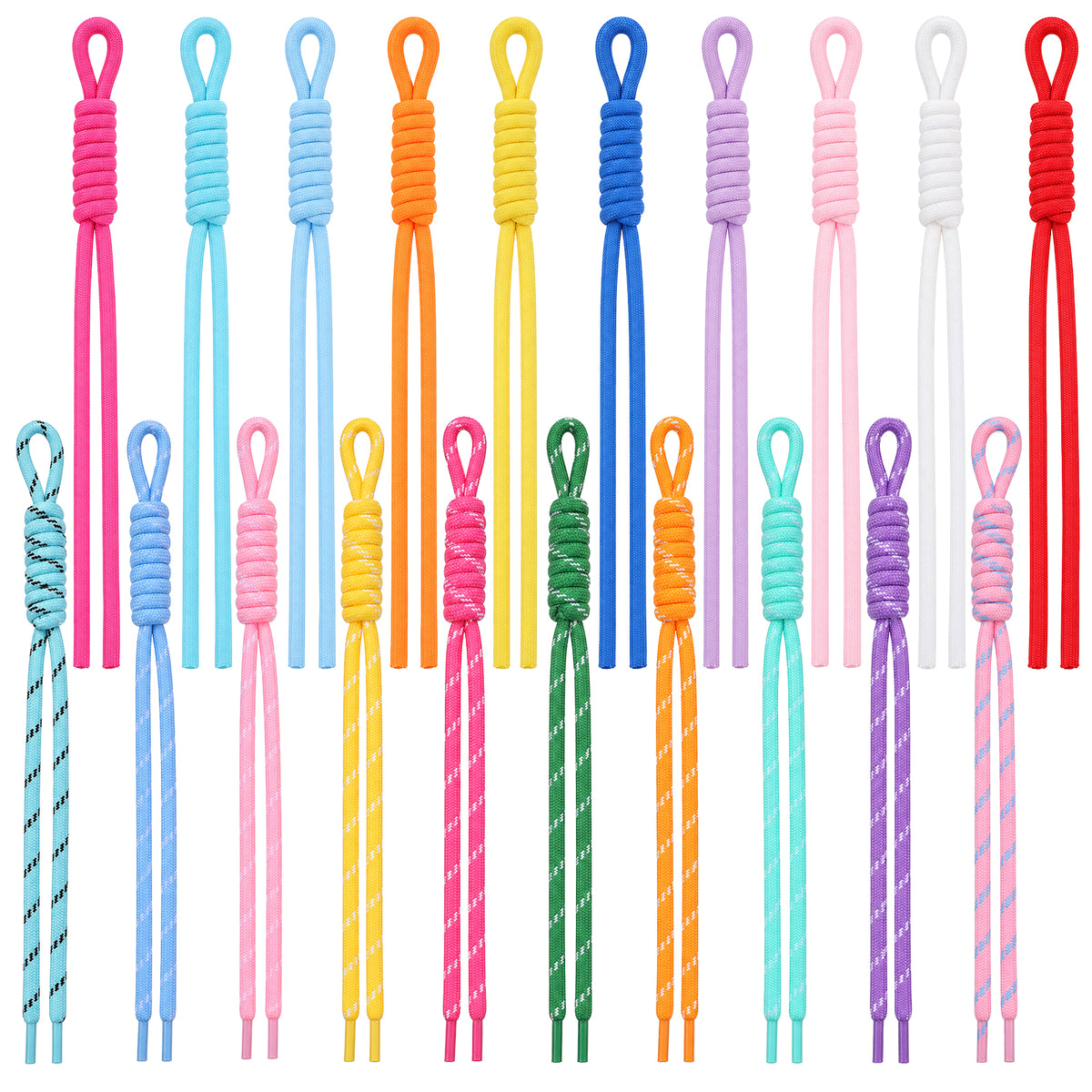 LXUEJIE 20Pcs Paracord Keychain Bag Charm, Braided Nylon Rope Keychain Cord