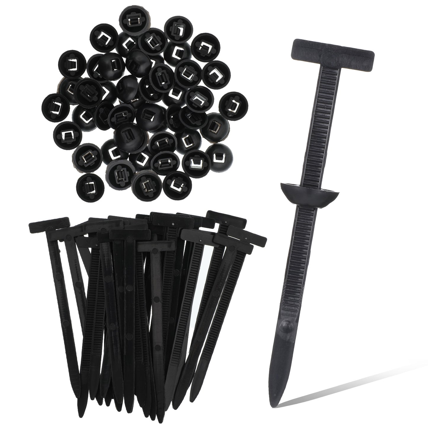 LIQWEI 50 Pcs Nylon Universal Cable Tie Buckle, Nylon Cable Tie Buckle Plastic Ties Heavy Duty, Black Car Zip Ties Fasteners Clips for Car Fender Trunk Repair, Wire Bundling