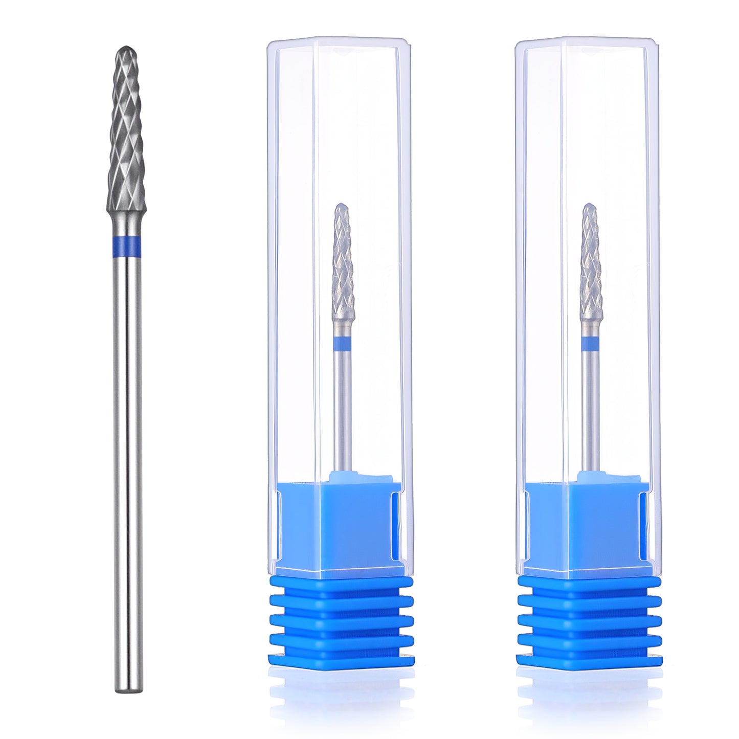 TIESOME 2Pcs 3/32" Carbide Nail Drill Bit, Small Cone Medium Grit Cleaner Remove Dead Skin Accessories for Electric Nail Drills Manicure Pedicure Tool Salon Home Use