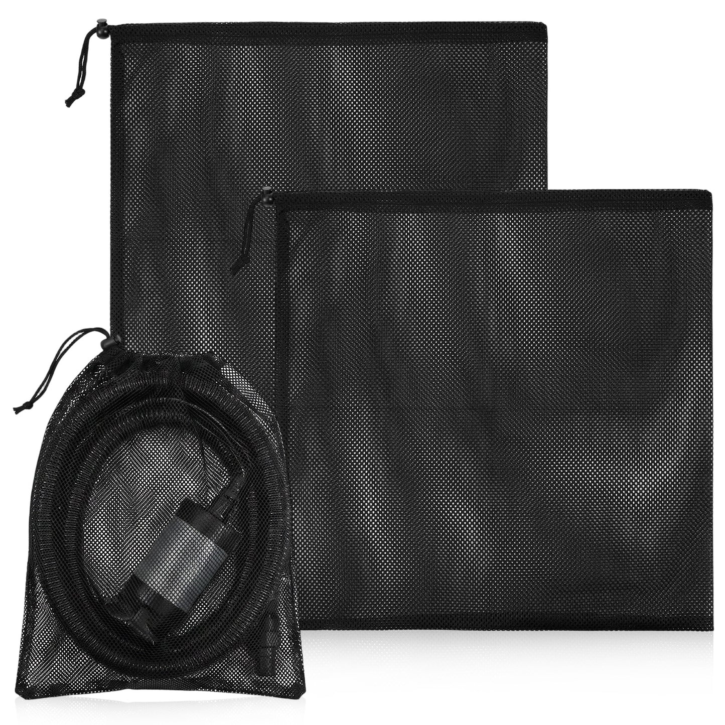 Amabro 2Pcs Pond Filter Bag, Fish Pond Pump Filter Bags Household Filters-Bag Mesh Accessories with Drawstring Anti-Clogging Water Pump Cover Barrier Box Basket Outdoor(17.71"x 17.71", Black)