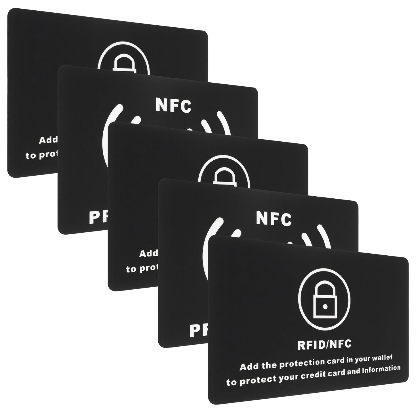 HJZHII 5 Pack RFID Blocking Card, Contactless NFC Debit Credit Card Protector NFC Blocking Cards Protecting Entire Wallet RFID Blocker for Passport Security No Batteries Required for Travel Work