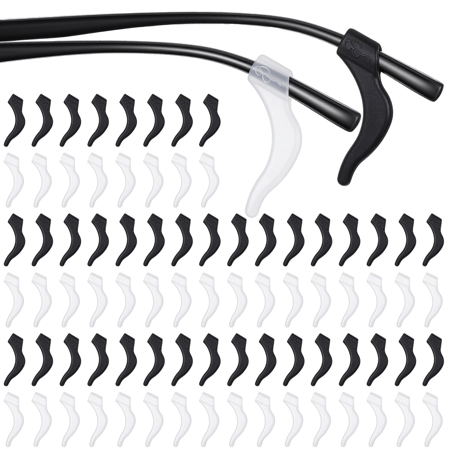 JJUNW 20 Pairs Eyeglass Ear Cushions, Silicone Anti-Slip Glasses Ear Grip Hooks, Glasses Ears Grips Behind Ears for Spectacle Sunglasses Reading Glass Eyewear