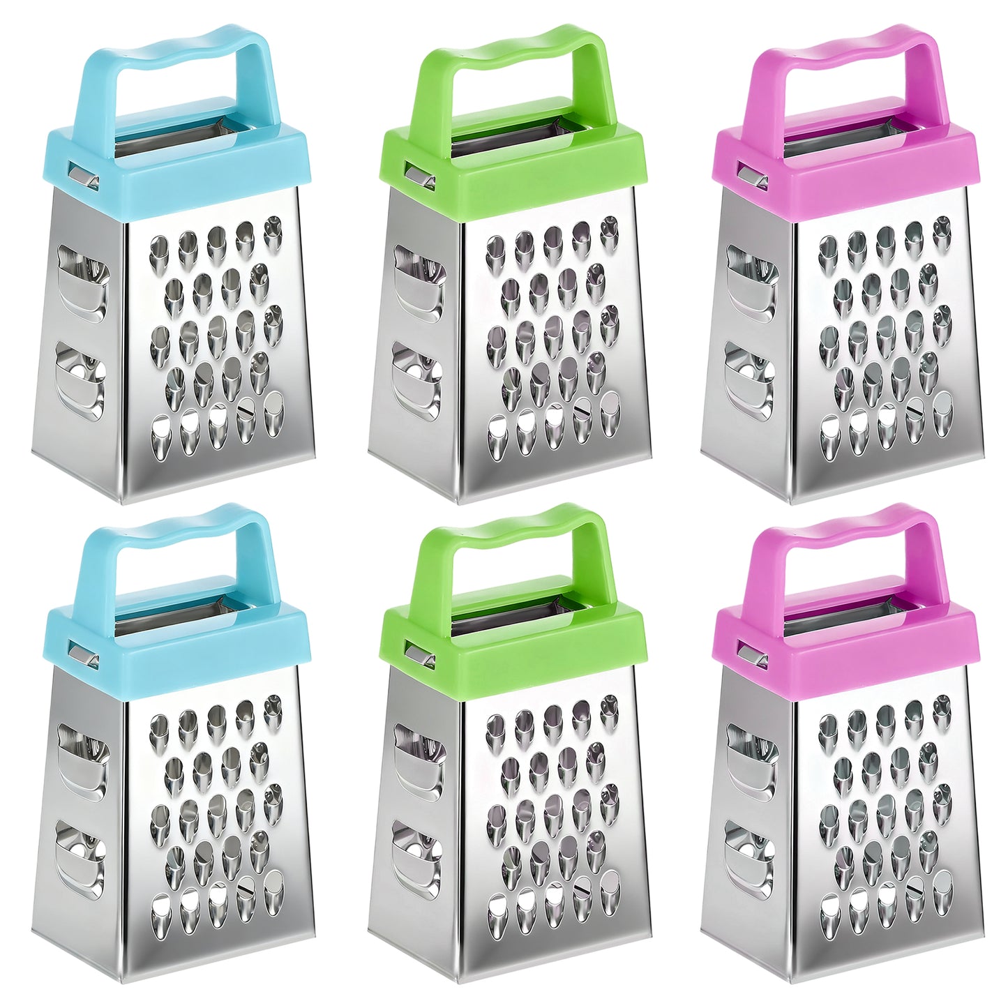 BOHUIZ 6Pcs Mini Cheese Grater, Stainless Steel Professional Box Grater Efficient Kitchen Small Gadget for Grating Garlic Ginger Vegetable Chocolate Parmesan