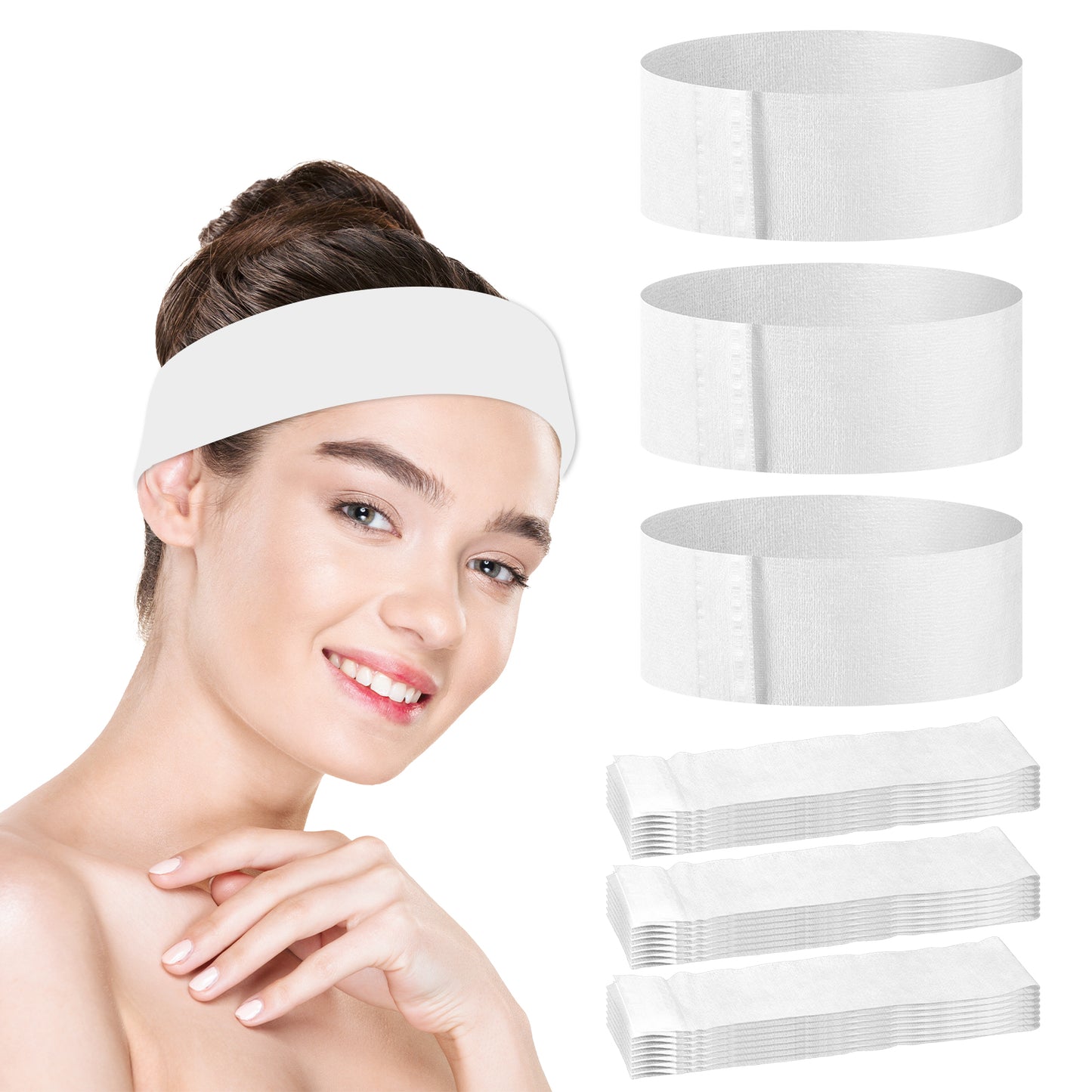 simarro 30Pcs Disposable Spa Facial Headbands, Non-Woven Stretch Skincare Facials Headbands Soft SkinCare Makeup Headwraps for Women Facial Washing Bath and Sport Esthetician Supplies