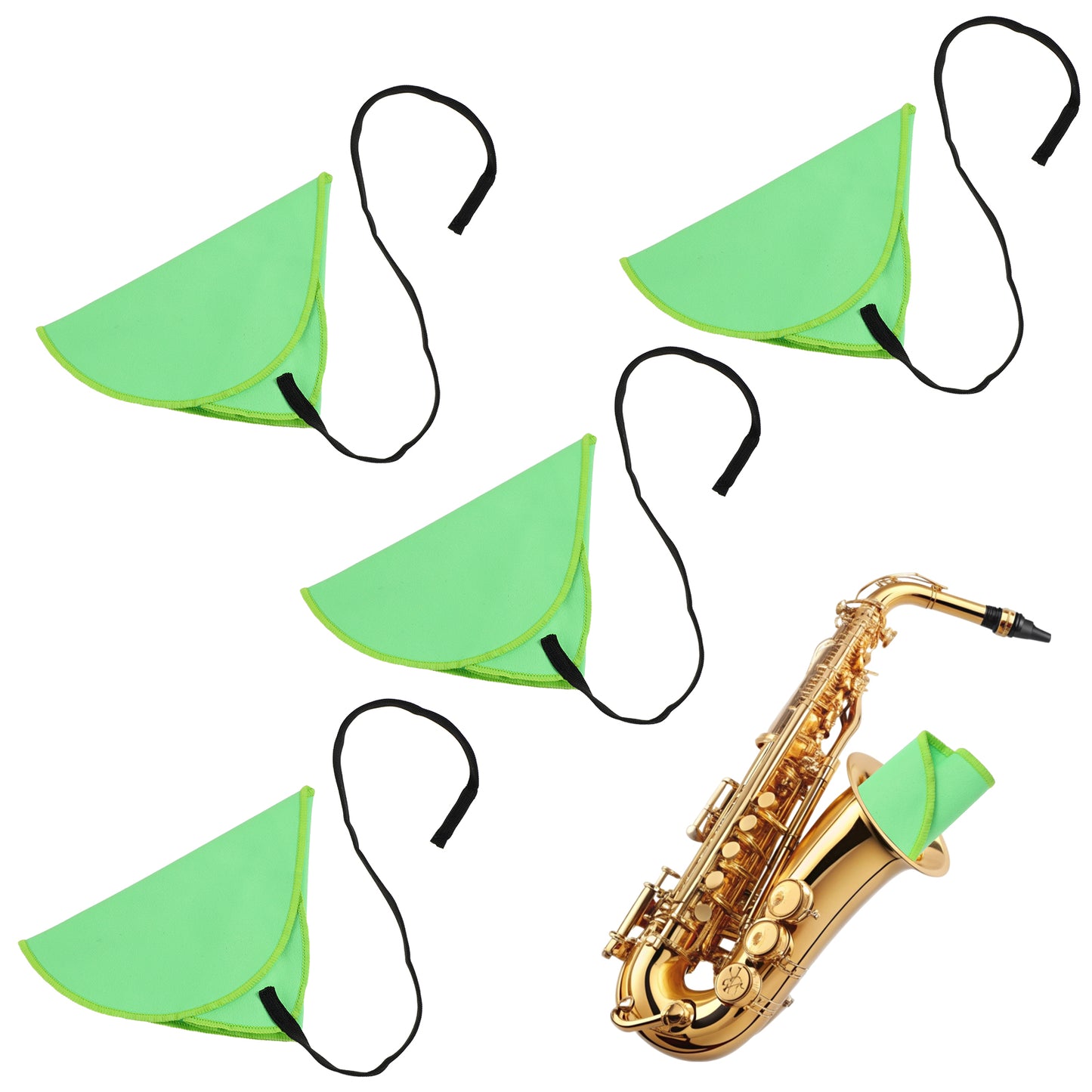 Yuanchu 4 Pcs Clarinet Cleaning Swabs, Clarinet Cleaning Cloth Clarinet Flute Swab Clarinet Cleaning Swab Cleaner For Inside Tube Of Clarinet Piccolo Flute Sax Saxophone(Green)