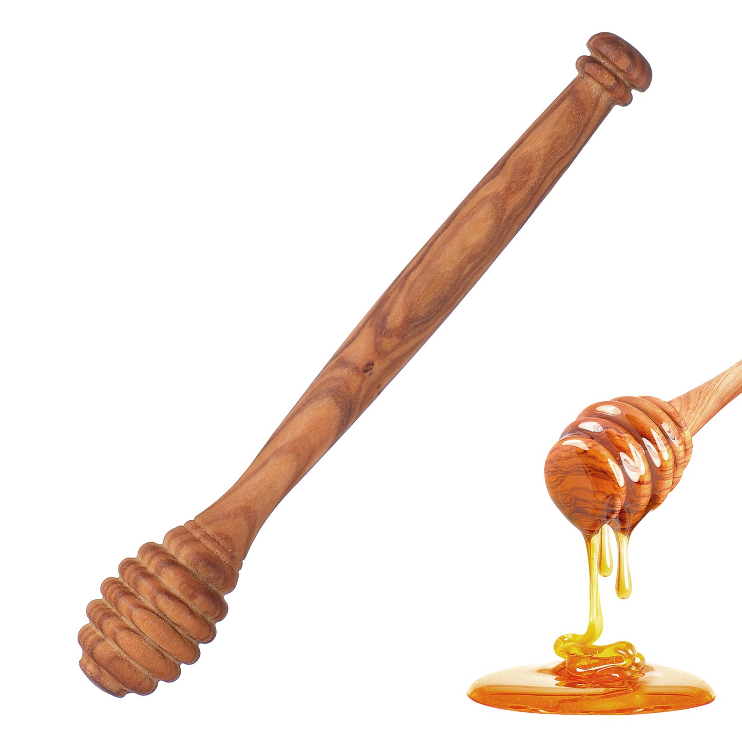 Molain Olive Wood Honey Dipper, 5.91 Inch Wooden Honey Spoon Dipper Natural Wood Drizzler Stick for Tea, Kitchen Tool for Honey Jars Syrup Jam