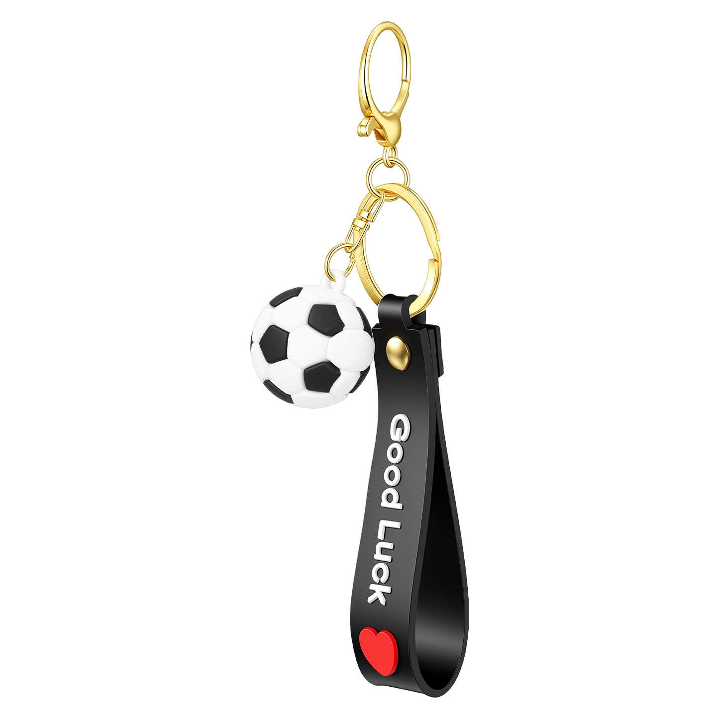 XLIUAX Soccer Keychain, Inspirational Silicone Football Key Rings Mini Cute Soccer Keychain Gifts for Sports School Carnival Reward Party Favors(Black)