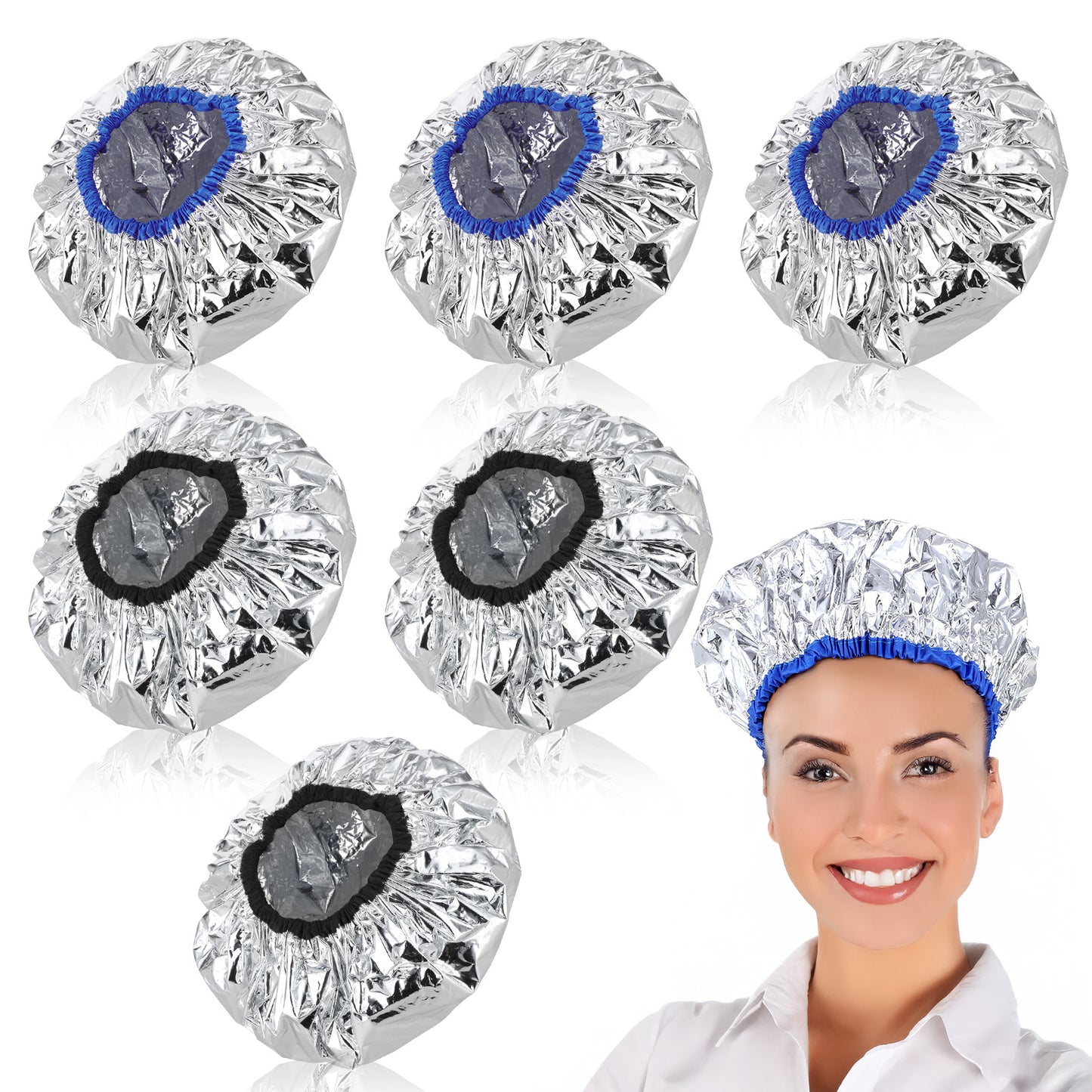 SHENLIU 6Pcs Heat Cap for Deep Conditioning, Aluminum Shower Cap, Processing Caps for Hair Hot Oil Treatment Hair Steamer, Reusable Hair Foils for Hair, Shower Caps for Sauna, Shower Spa