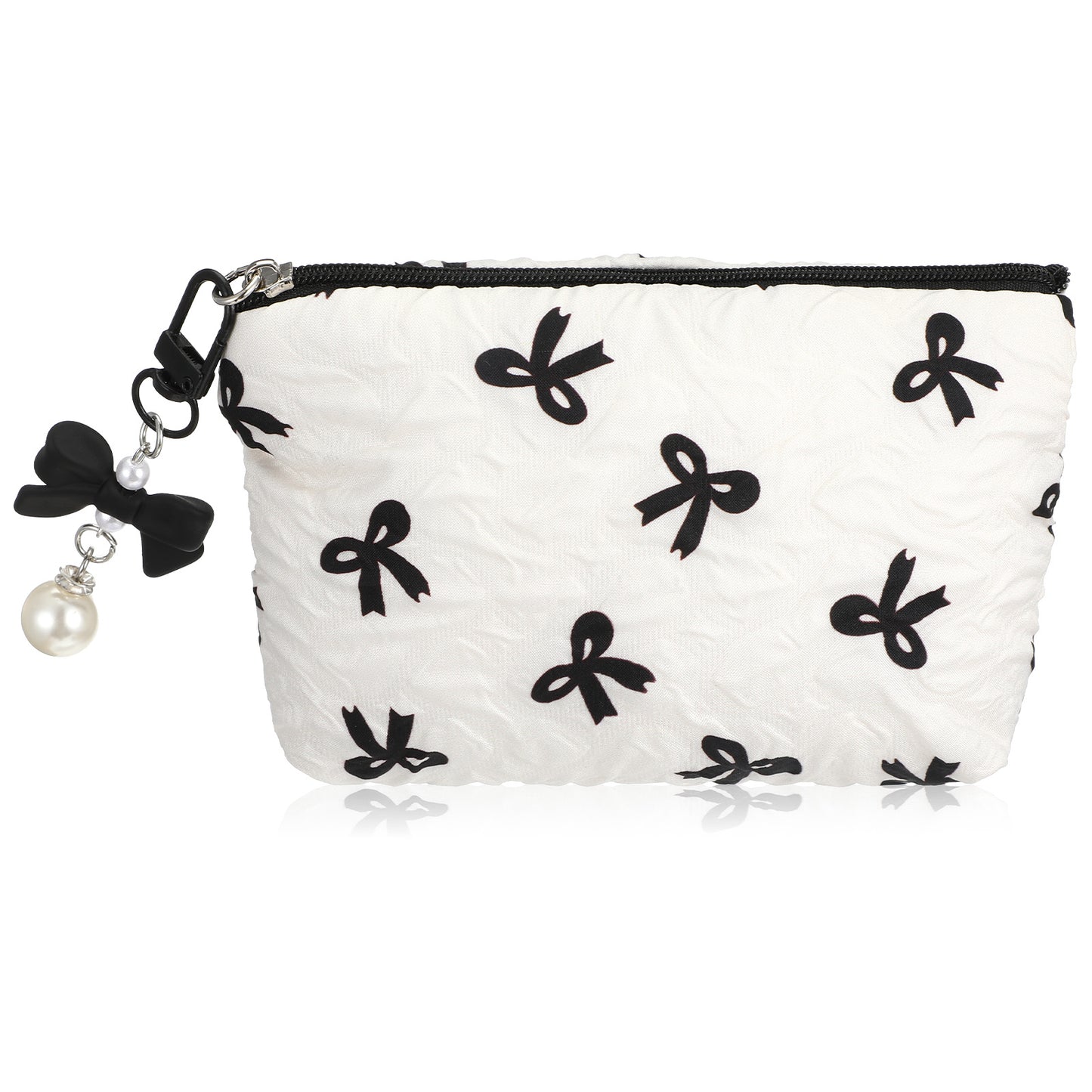 WJIAAA Small Makeup Bag, Portable Cute Mini Cosmetic Make Up Pouch with Zipper, Travel Toiletry Organizer for Women(Black,4.3x3.1x1.2 in)
