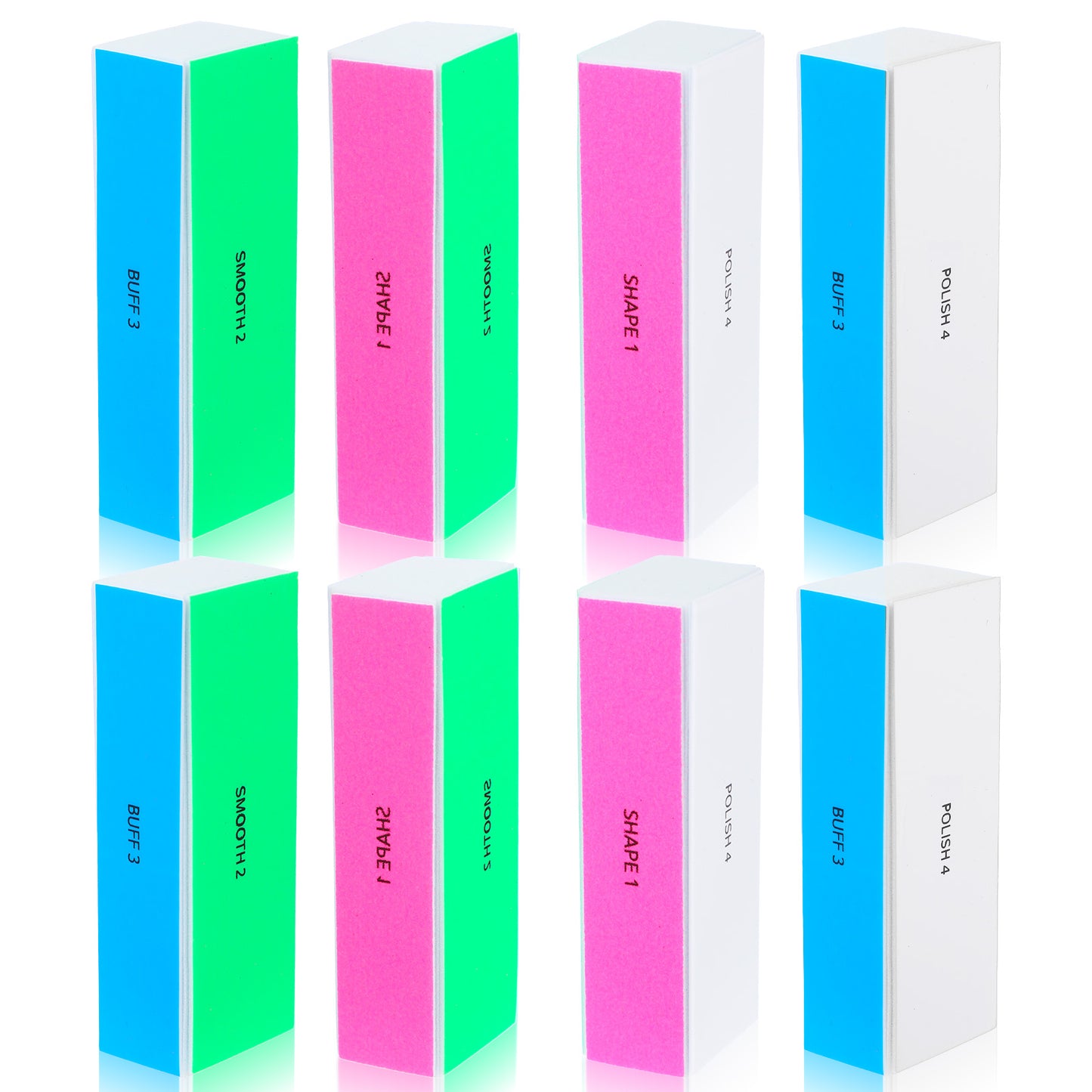 DOPENSPI 4-Way Nail Buffer Block (8 Pcs), Nail Files Buffers Square Sponge Nails Buffer Block Grit Polishing Blocks Nails Shine Buffers for Smoothing Home Salon Use
