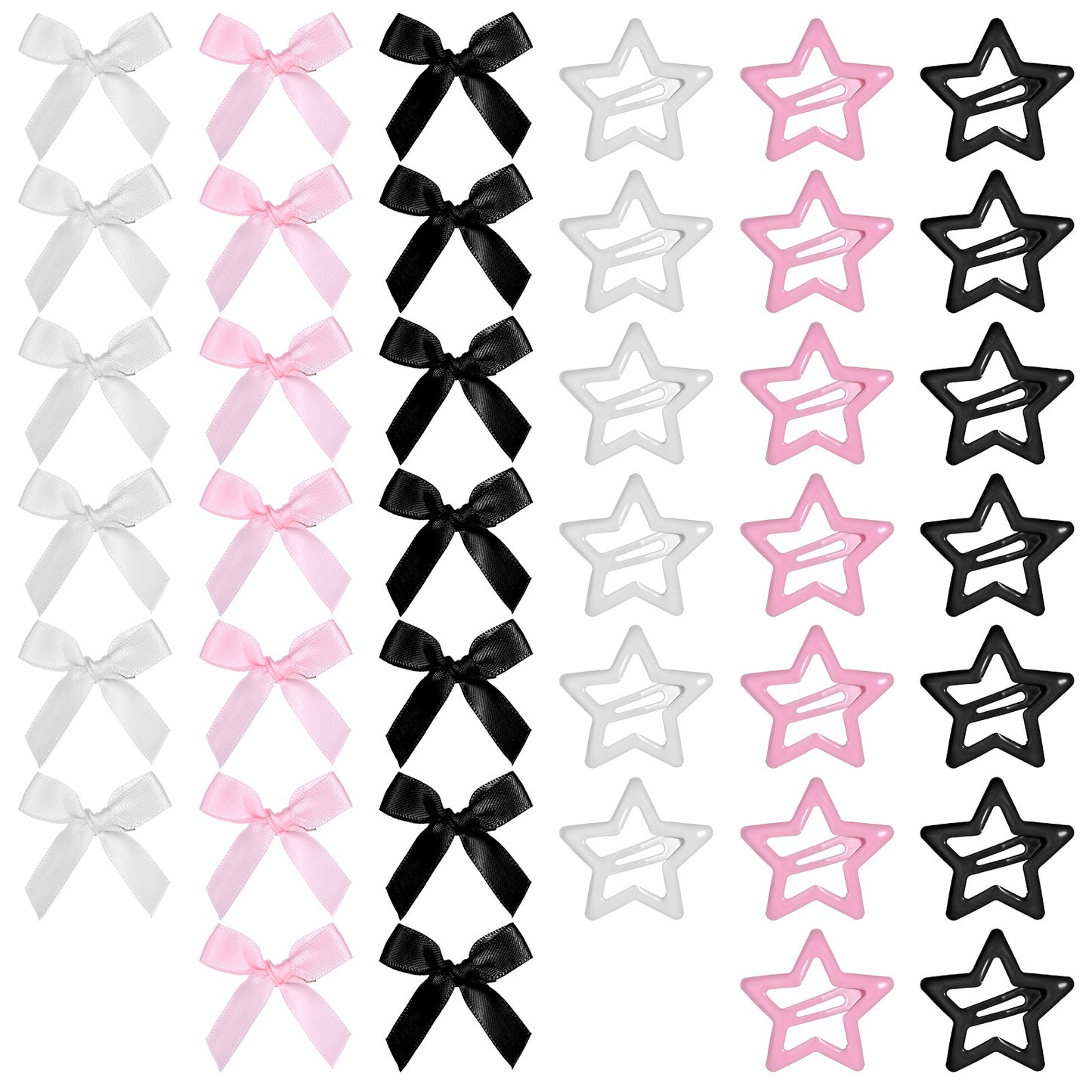 Andibro 40Pcs Cute Star Hair Clips, Y2k Satin Mini Hair Bow Clips Star Snap Barrettes Cute Hairs Accessories Barrettes for Women Girls Daily Parties Styling