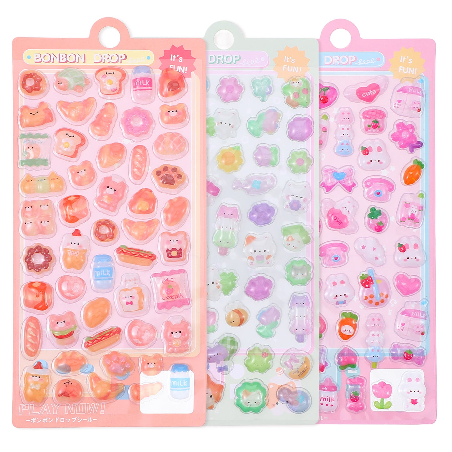 DOPENSPI 3 Sheets 3D Puffy Stickers, Kawaii Cartoon Stickers Cute 3D Sticker Puffy Sticker Cartoon Decal for Scrapbooks Laptops Phone Cases Notebook DIY Crafts Bear Rabbit Cat