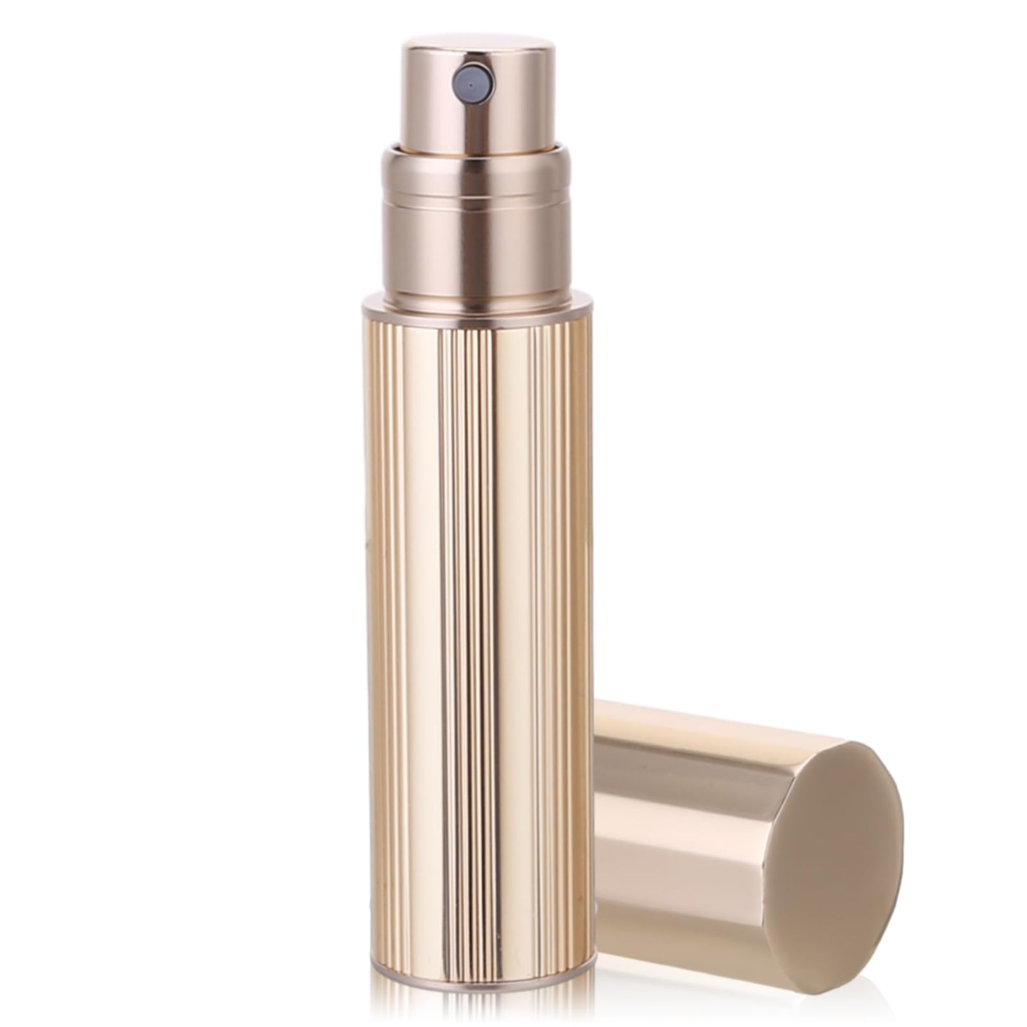 Bewudy 5ml Perfume Atomizer Bottle Refillable, Travel Size Perfume Atomiser Refillable, Stripe Design Portable Atomiser Spray(Gold)