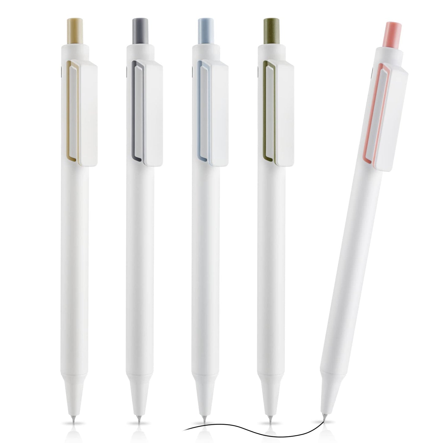 cobee Aesthetic Gel Ink Pens, 0.5mm Retractable Pastel Ballpoint Pen Cute Ball Point Pen Smooth Writing Black Ink Pens School Office Gift Supplies 5 Pcs