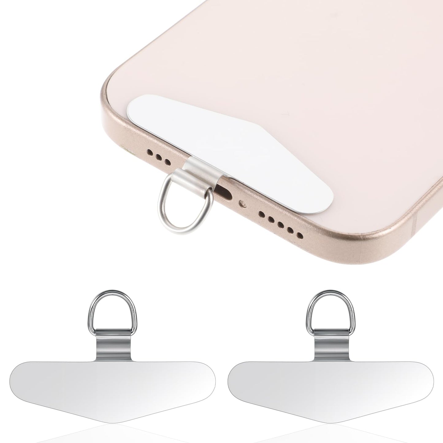 HJZHII Pack of 2 Stainless Steel Mobile Phone Chain Universal Pads, Mobile Phone Chain Universal Tether Tabs, Mobile Phone Chain Holder Lanyard Patch Anti-Theft Mobile Phone Strap Pads for Most Phones