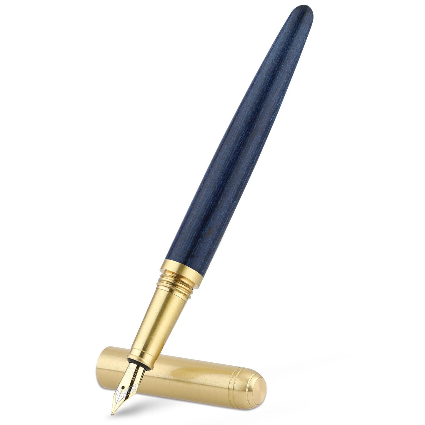 Cobee® Wooden Fountain Pens, Handcrafted Wood Fountain Pen Vintage Luxury Pen 0.5mm Fine Point Pen Business Pen Smooth Writing for Journaling Calligraphy Gift Supplies (Blue)