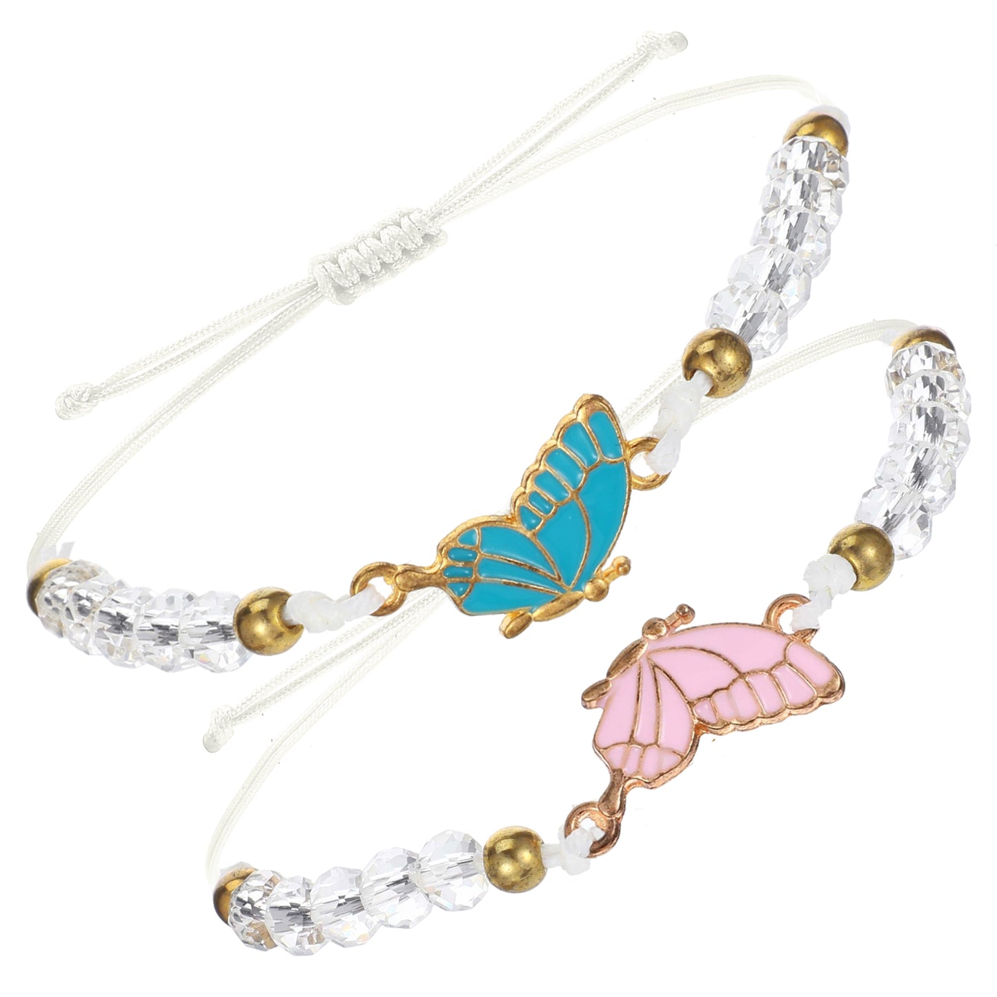 simarro 2pcs Matching Bracelets, Butterfly Friendship Bracelets Adjustable Strand Best Friends Bracelet, Handmade Charm Couples Jewelry Gifts for Women Couples Friend (White)