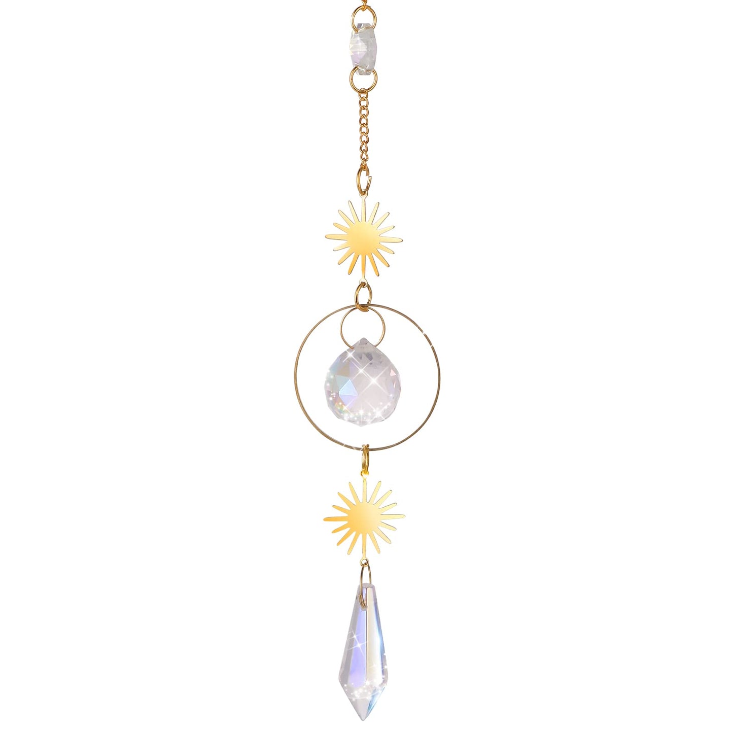 Cobee Crystals Glass Pendants, Rainbow Prism Suncatcher for Window Prism Window Rainbow Maker with Chain Chakra Healing Crystal Glass Crystal Sun Catcher Indoor Outdoor Home Garden Car Decoration