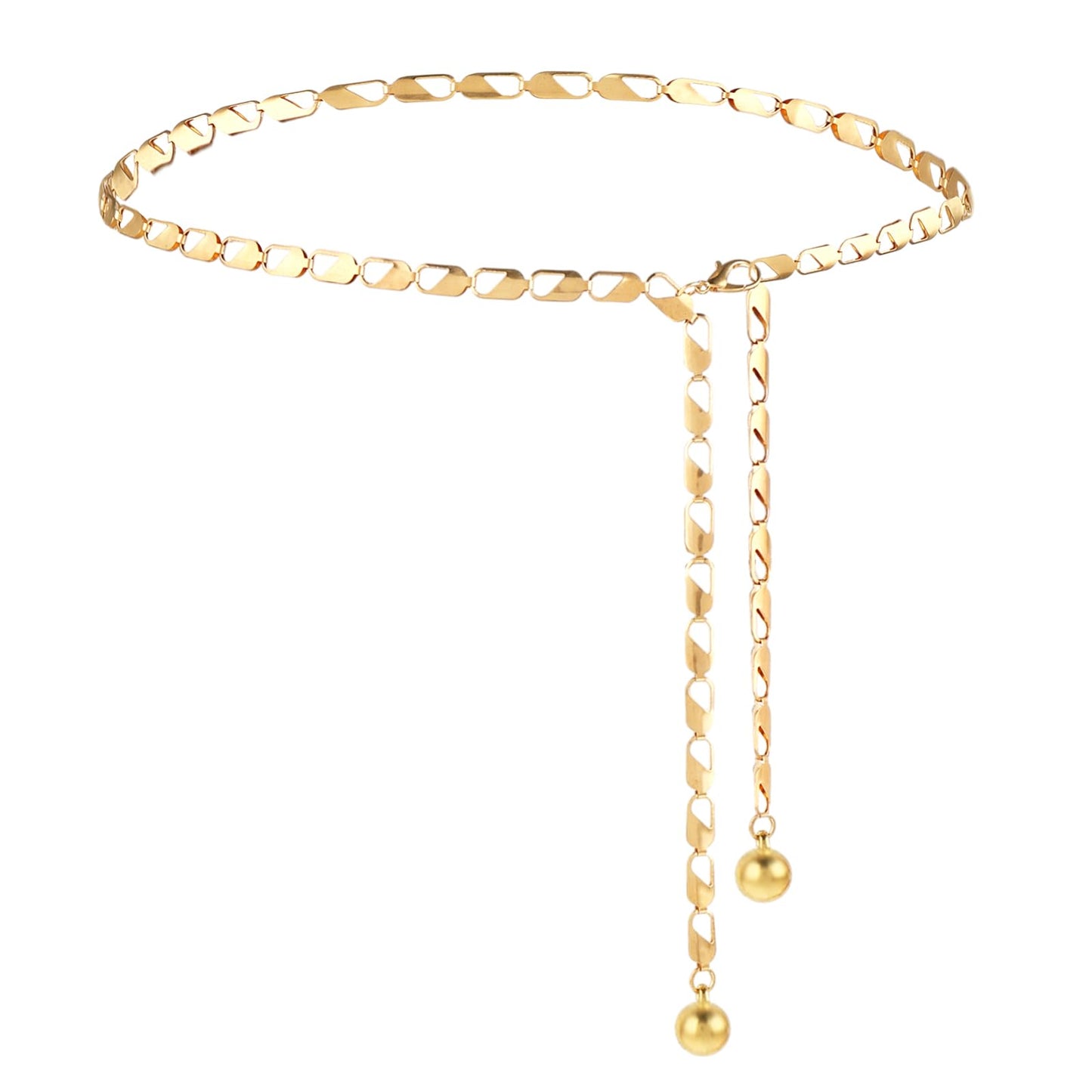 Amaxiu Women Waist Chain Belt, Ladies Girls Adjustable Belts Metal Body Link Belt Fashion Chain Belt for Dresses Jeans (Gold)