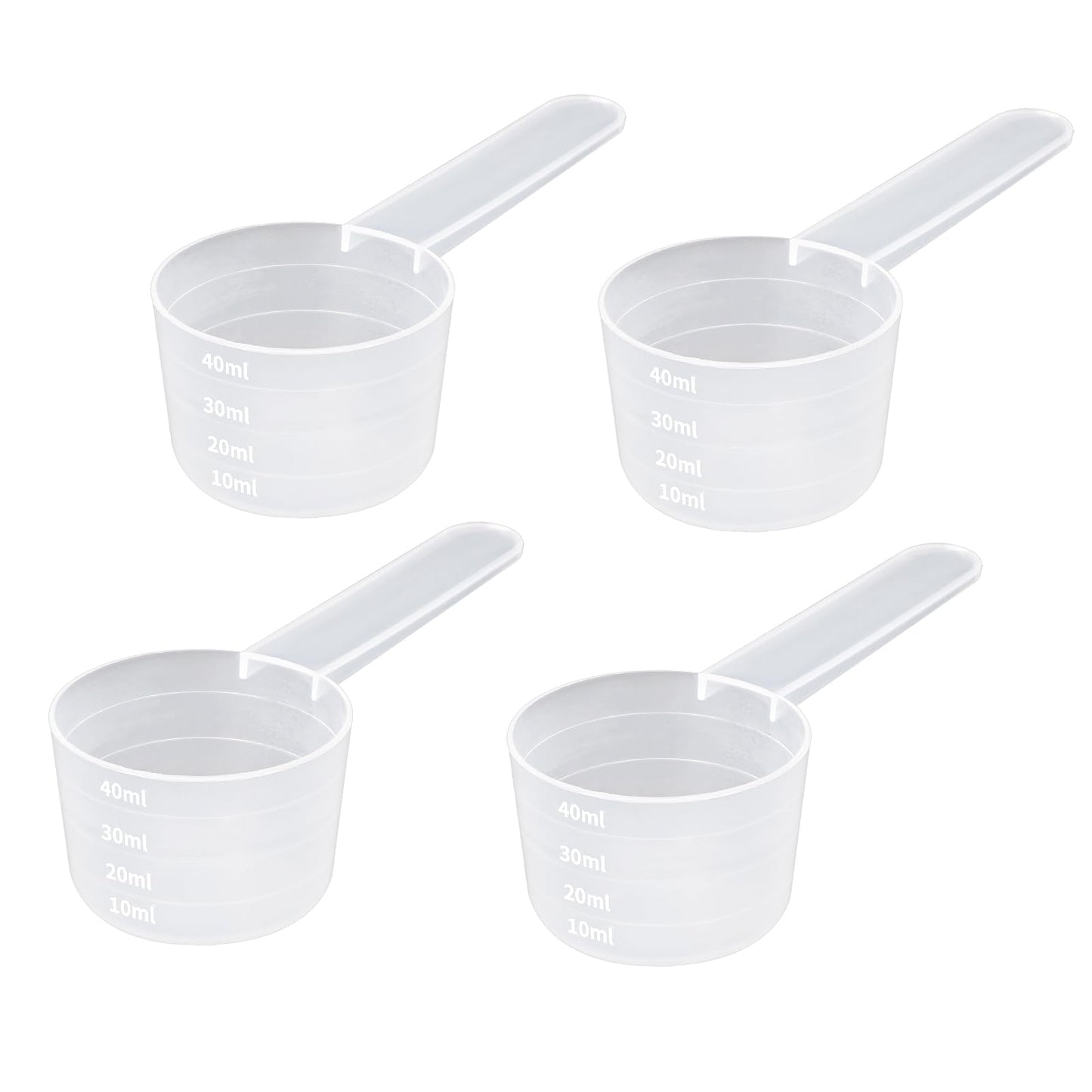 simarro 4Pcs Measuring Spoons, Transparent Dosing Spoons with Scale Plastic Detergent Dosing Aid for Washing Powder, Coffee, Milk Powder, Protein Powder, Flour and Kitchen Measure Tools (40ML)