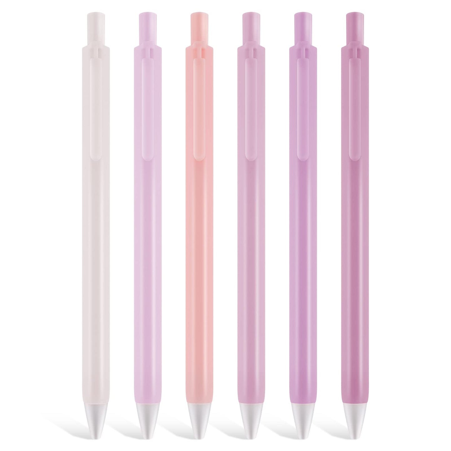 TIESOME Macarons Color Gel Pens, 6Pcs 0.5mm Retractable Large Capacity Ballpoint Pens Black Ink Smooth Writing Pens for School Office Gift Supplies(Purple)
