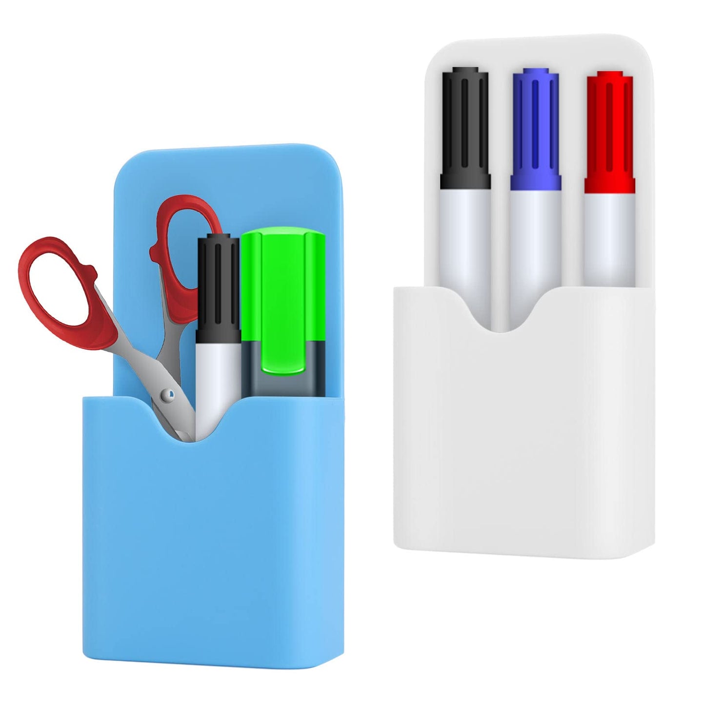 TIESOME Magnetic Pen Marker Holders, 2 Pcs Dry Erase Marker Magnetic Cup Holder, Whiteboard Pen Holder Organizer Pen/Pencil/Magnets/Dry Erase/Marker Storage Organizer for Refrigerator Cabinet Locker