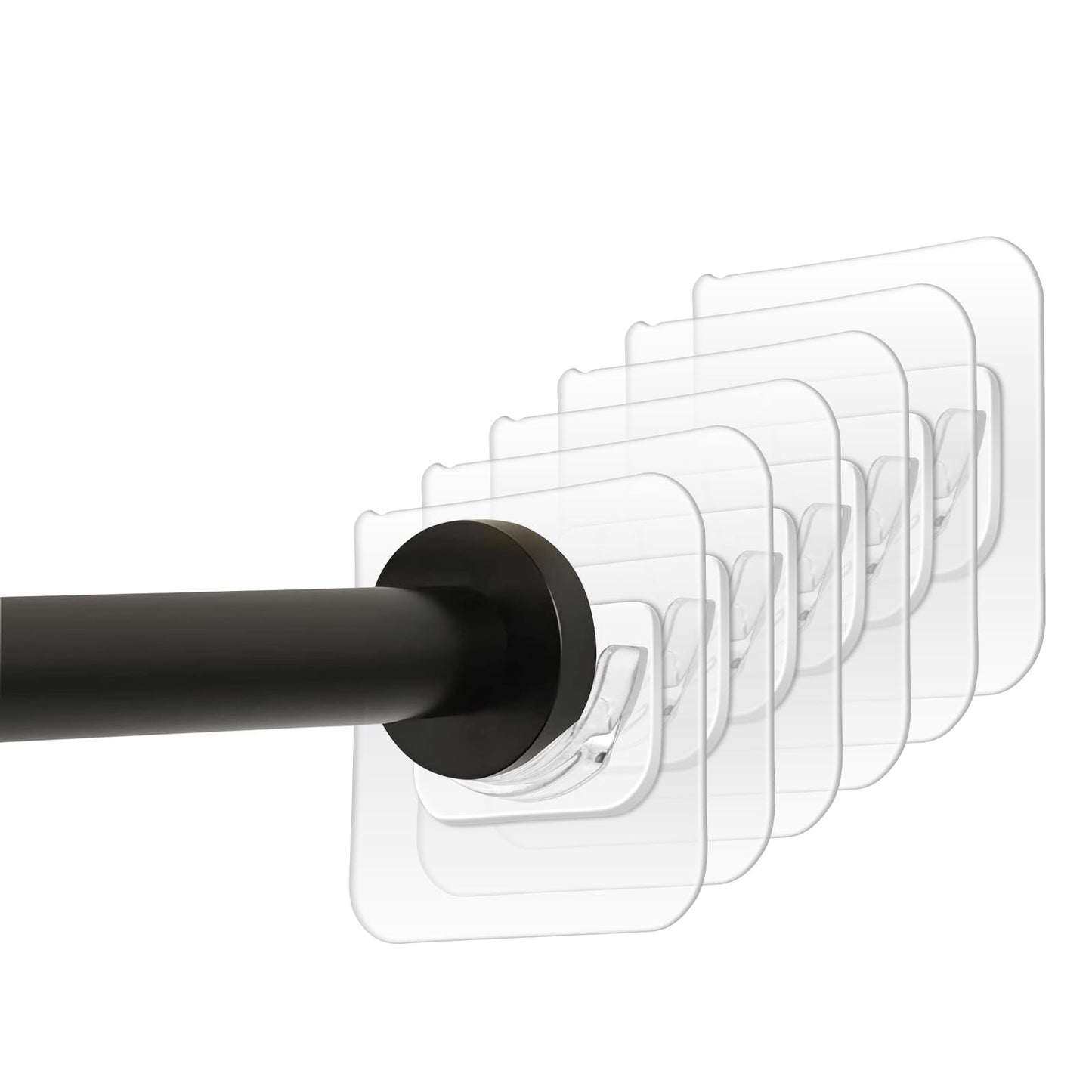 Andibro 6PCS Adhesive Shower Curtain Rod Holder, Tension Rod Holder Transparent Tension Bracket No Drilling Rod Retainer Shower Rod Holder for Shower Curtain Rod(Rod Not Included)