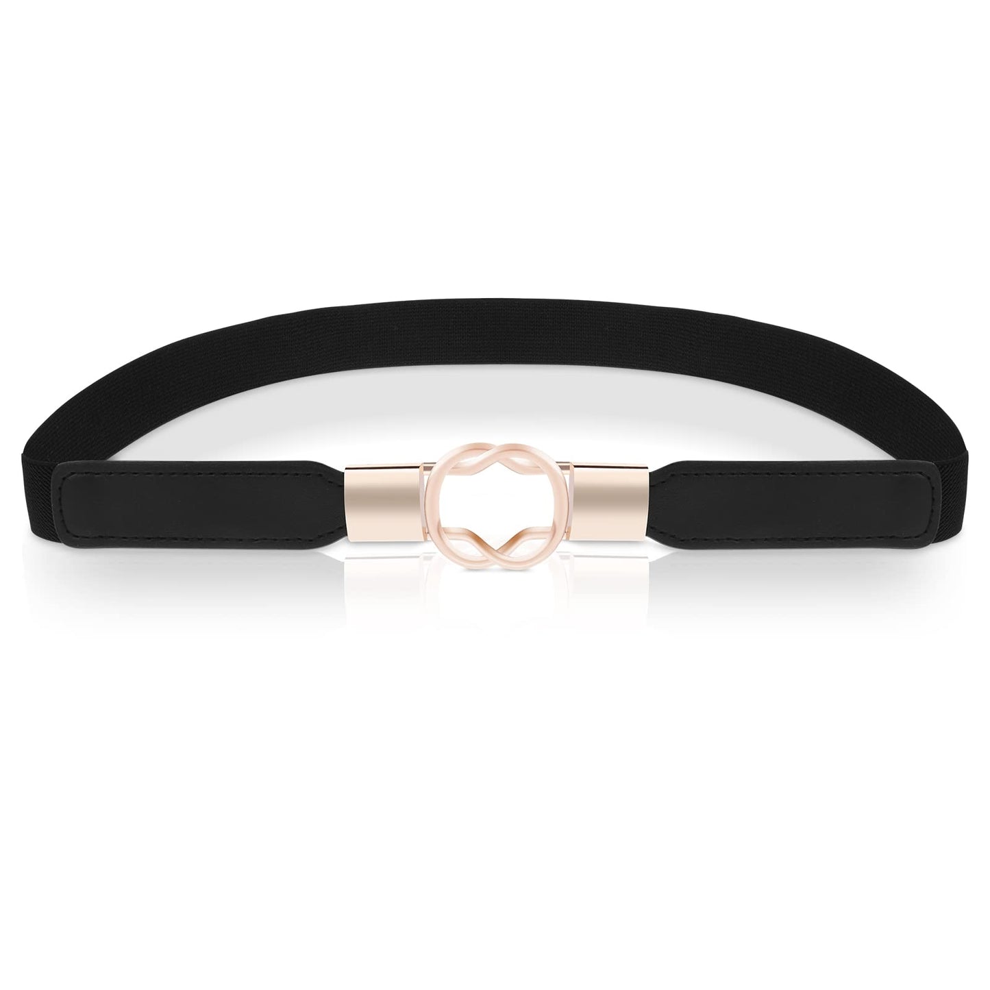 cobee Skinny Belts for Women, Ladies Retro Fashion Stretch Waist Belt with Gold Buckle Adjustable Black Elastic Belts for Women'S Dresses Skirts Sweaters