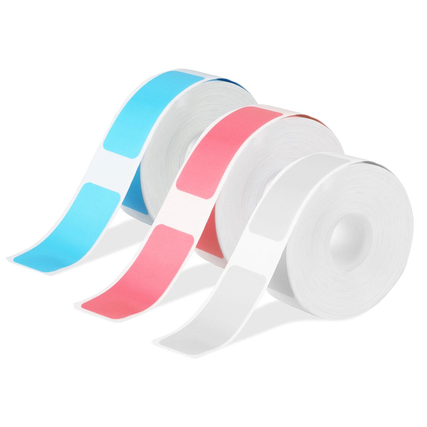 Giantree 3 Rolls Label Maker Tape, 15 x 30mm Thermal Label Printing Paper Self-Adhesive Label Tape Portable D30 Label Printer Tapes for Office School Home(Light Blue+Pink+White)