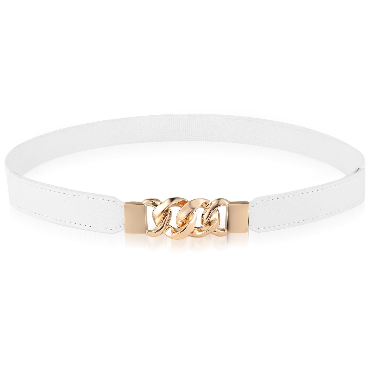 GEEHUA Women Elastic Skinny Belt, Stretchy Thin Belt Invisible Stretch Belts Ladies Waist Belt Waistband for Dress Jeans(White)
