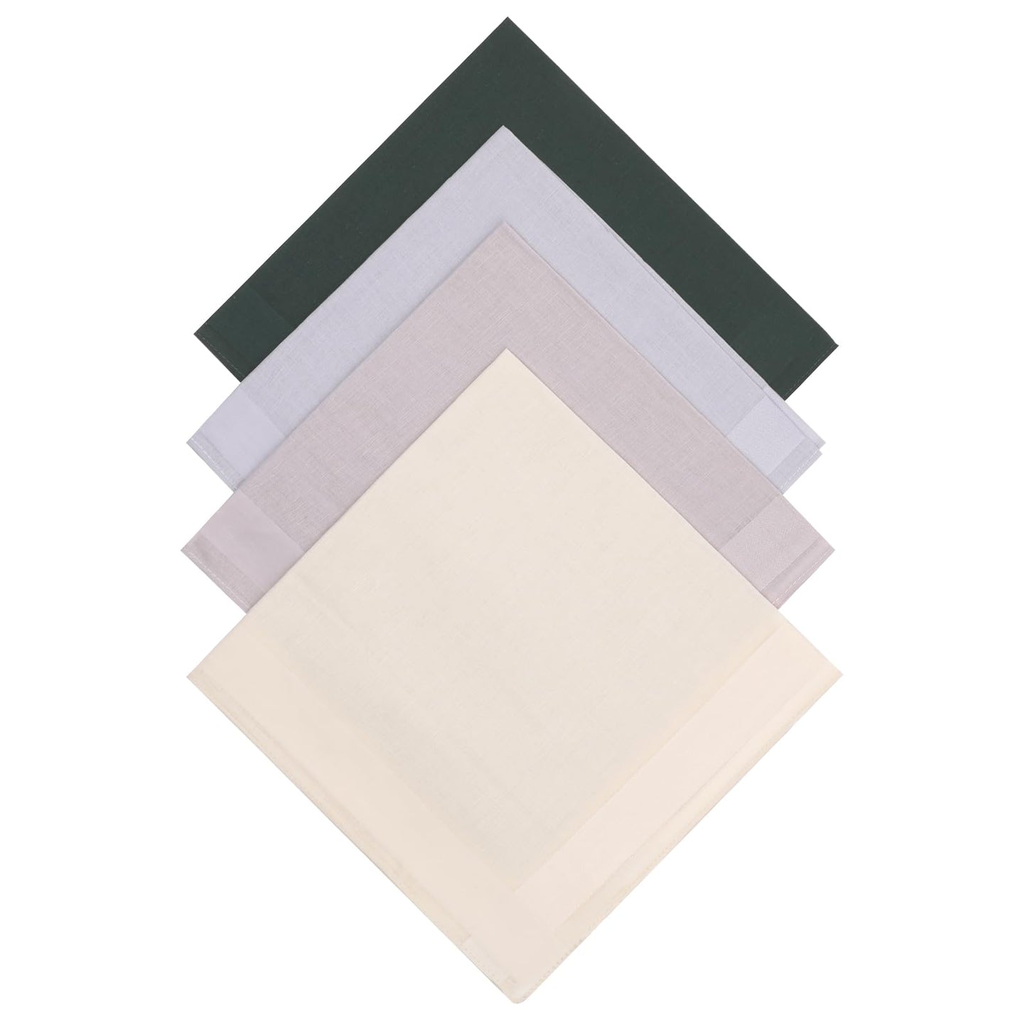Giantree 4 Pcs Cotton Handkerchiefs for men, Classic Pocket Squares Set Soft Mens Handkerchiefs 15.8" x 15.8" 4 Colors(/khaki+light gray+dark green+yellow)