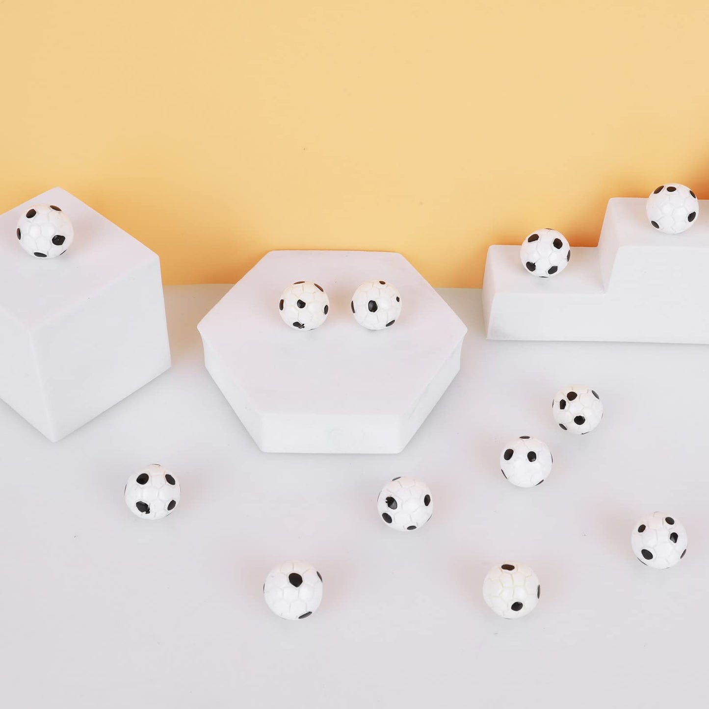 Cobee Dollhouse Miniature Sport Ball Set, 24 Pieces Doll House Mini Basketball Football Model 1:12 Miniature Playground Accessories Dollhouse Decor for Doll Cake Topper Decor (Mini Soccer)