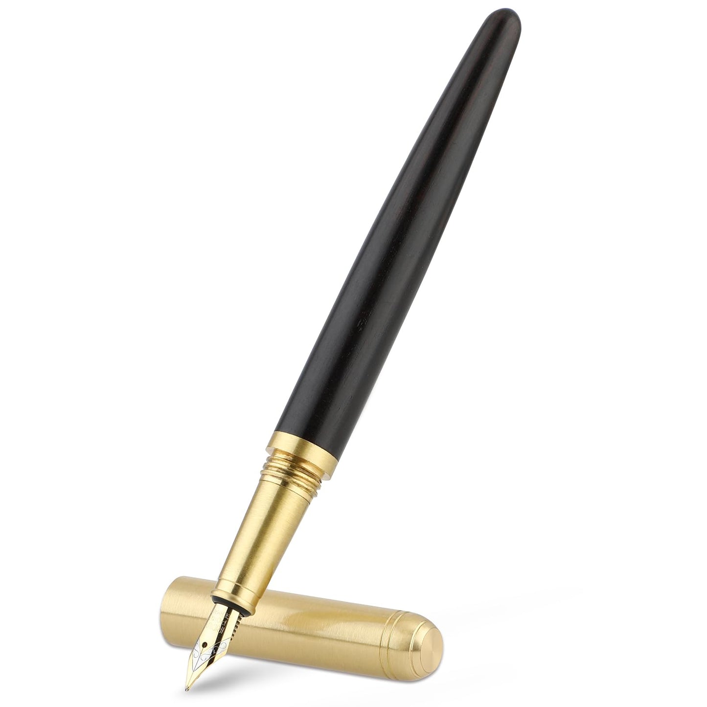 cobee® Wooden Fountain Pens, Handcrafted Wood Fountain Pen Vintage Luxury Pen 0.5mm Fine Point Pen Business Pen Smooth Writing for Journaling Calligraphy Gift Supplies (Black)