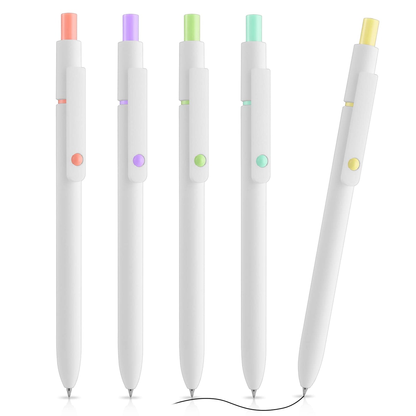 cobee Aesthetic Ballpoint Pens, 0.5mm Retractable Gel Ink Pens Cute Ball Point Pen Black Ink Smooth Writing Pens Pastel Roller Ball Pens for School Office Gift Supplies 5 PCS (Minimalism)