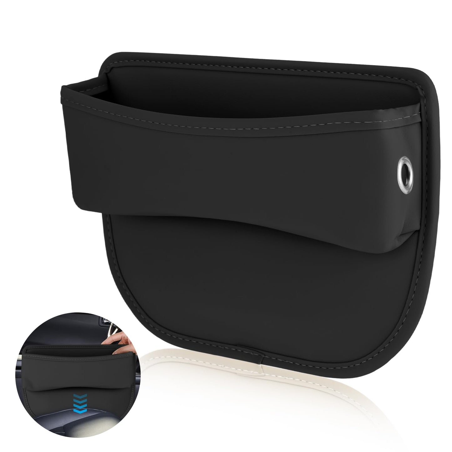 Giantree Car Seat Gap Organiser, Leather Storage Box for Car Seats Storage Box Car Centre Console Organiser Front Seats Side Pocket Organiser for Mobile Phones Wallet Small Items(Black)