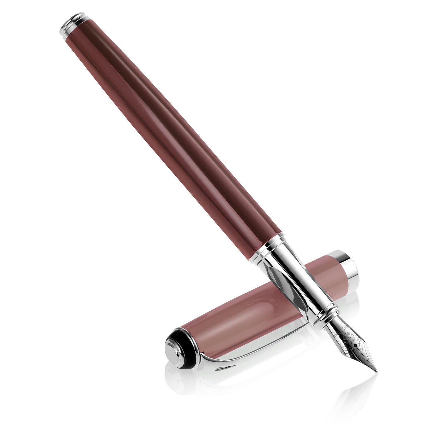 cobee Metal Fountain Pen, 0.5mm Extra Point Fountain Pen Calligraphy Pen Smooth Writing Luxury Pen Business Pen for Men Women Journaling School Office Gift(Red)