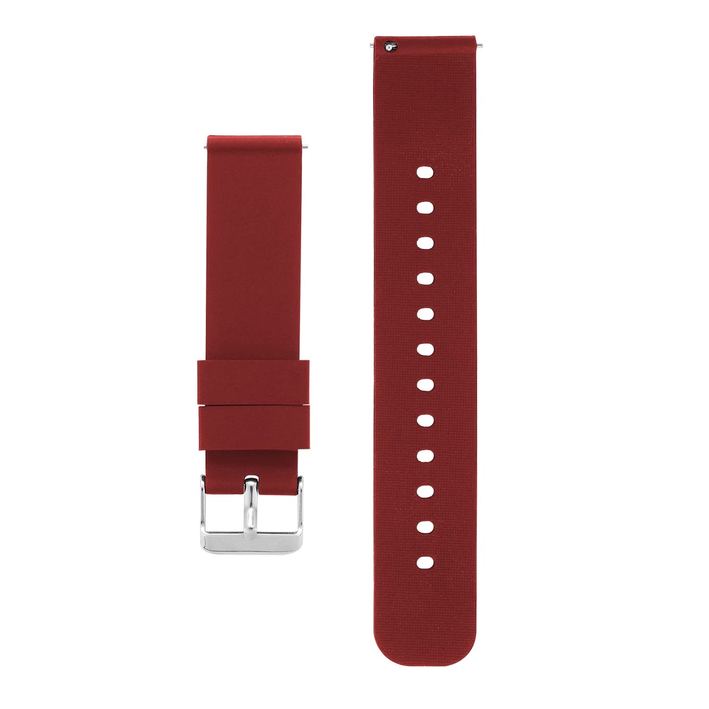 cobee Silicone Watch Bands - Quick Release Waterproof Soft Rubber Replacement Straps with Silver Plated Stainless Steel Buckle (18mm-Wine Red)