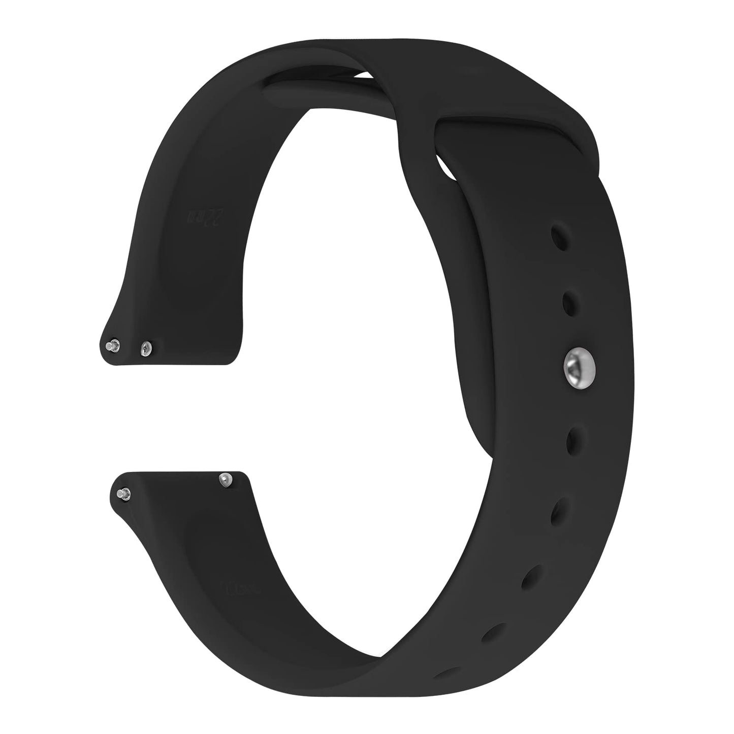 cobee Silicone Watch Band, Solid Color Single-Hole Watch Strap with Steel Nail Buckcle, Adjustable Watchband Replacement for Men Women Sport Watch Smart Watch (22mm, Black)