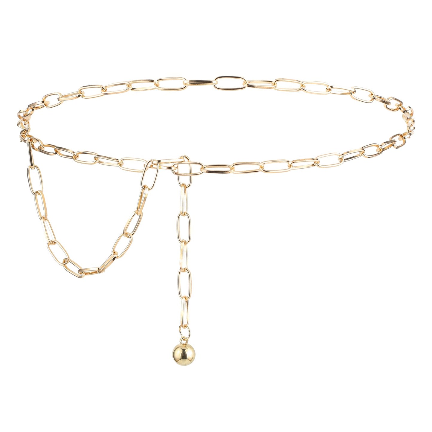 Molain Women Chain Belt, Adjustable Metal Waist Chain Belt Fashion Waist Belt for Jeans Pants Dresses (Gold)
