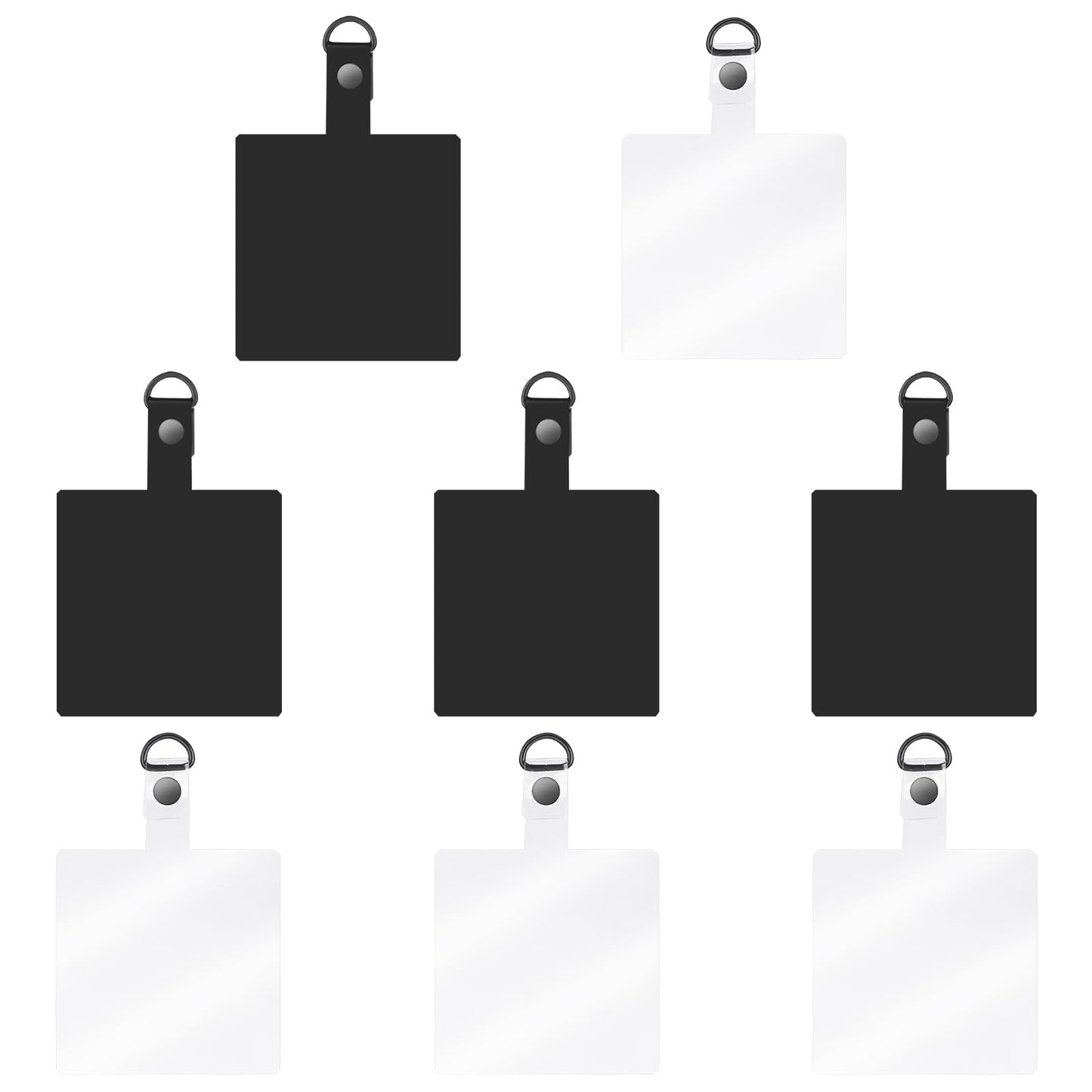 Amaxiu Phone Tether Pads, 8pcs Mobile Phone Lanyards PVC Tabs with Metal D-Ring Universal Phone Strap Patches for Safety Drop Protection, Ultra-Thin 0.6mm Compatible with Smartphones(4 Black, 4 White)
